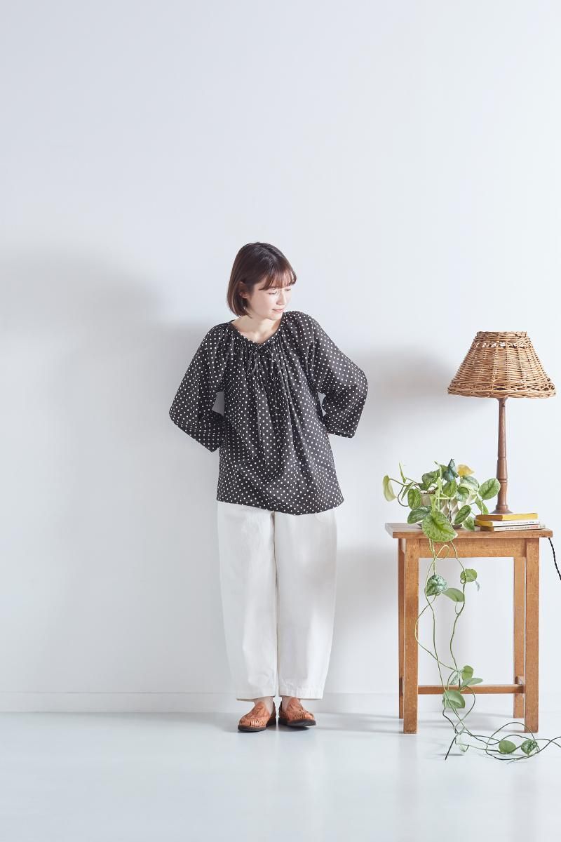 cotton loan ribbon tie smock blouse - atelier naruse｜Online