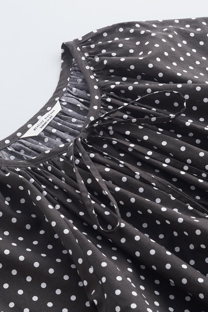 cotton loan ribbon tie smock blouse - atelier naruse｜Online