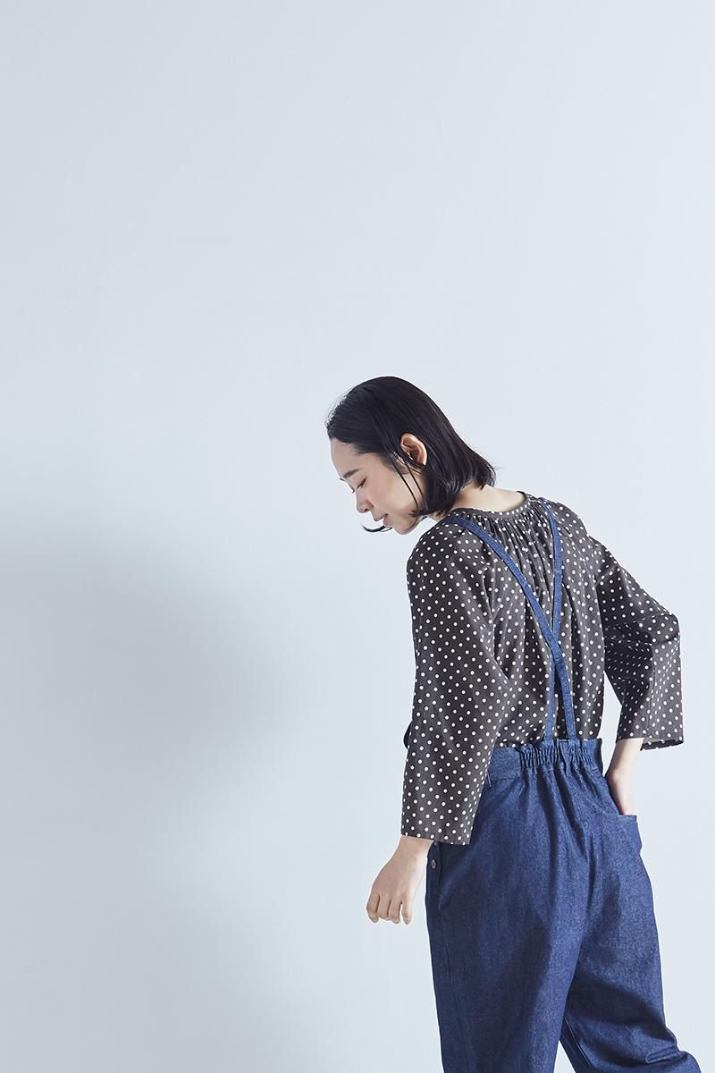 cotton loan ribbon tie smock blouse   atelier naruse   Online store