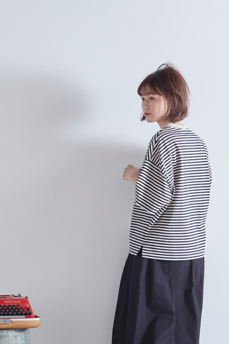 cotton border cut&sewn(short sleeves) - atelier naruse | Online