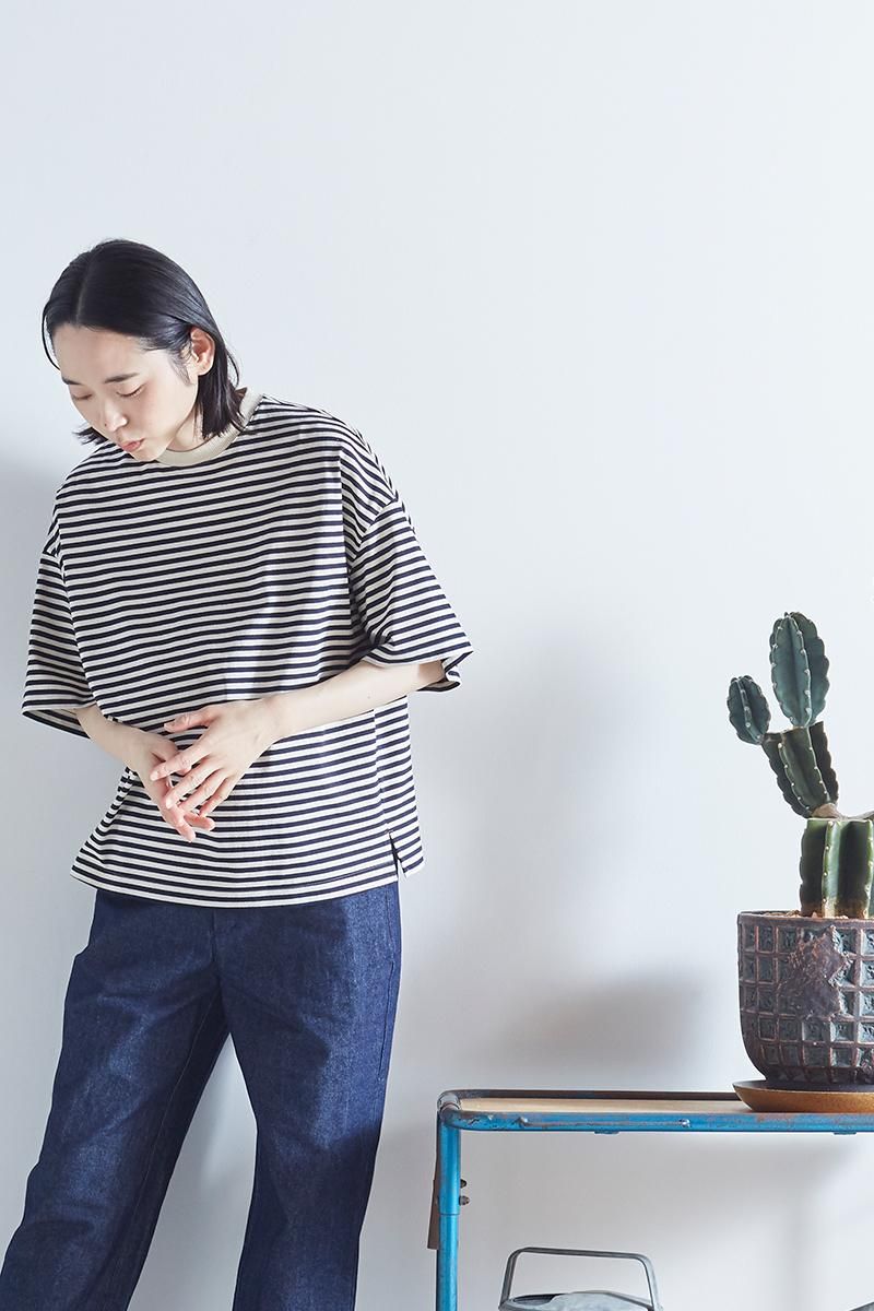 cotton border cut&sewn(short sleeves) - atelier naruse | Online