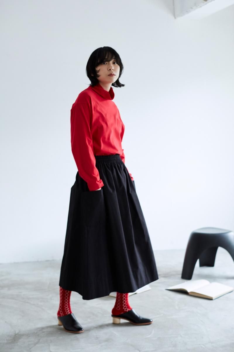 cotton patch pocket skirt / blue - atelier naruse｜Online