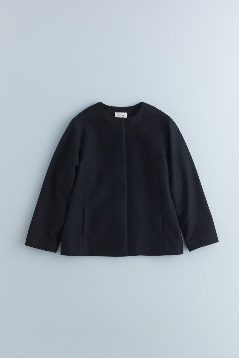 wool cocoon jacket / black