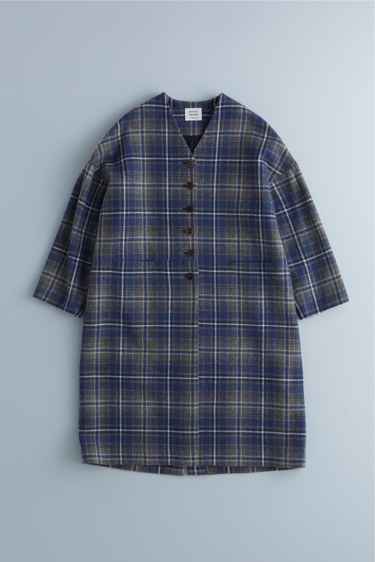 tartan check tweed cocoon coat - atelier naruse | Online store