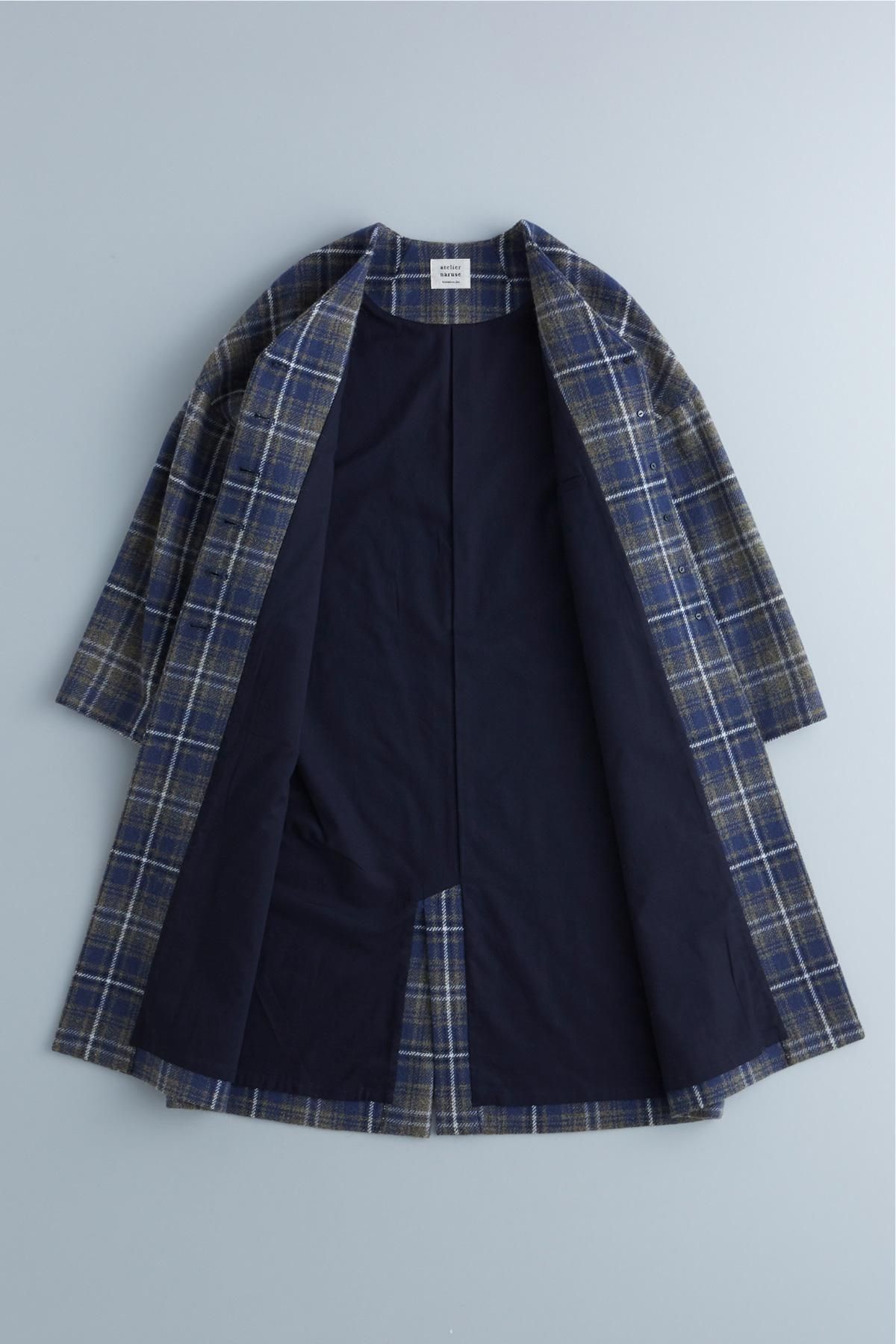 tartan check tweed cocoon coat - atelier naruse｜Online store｜the an