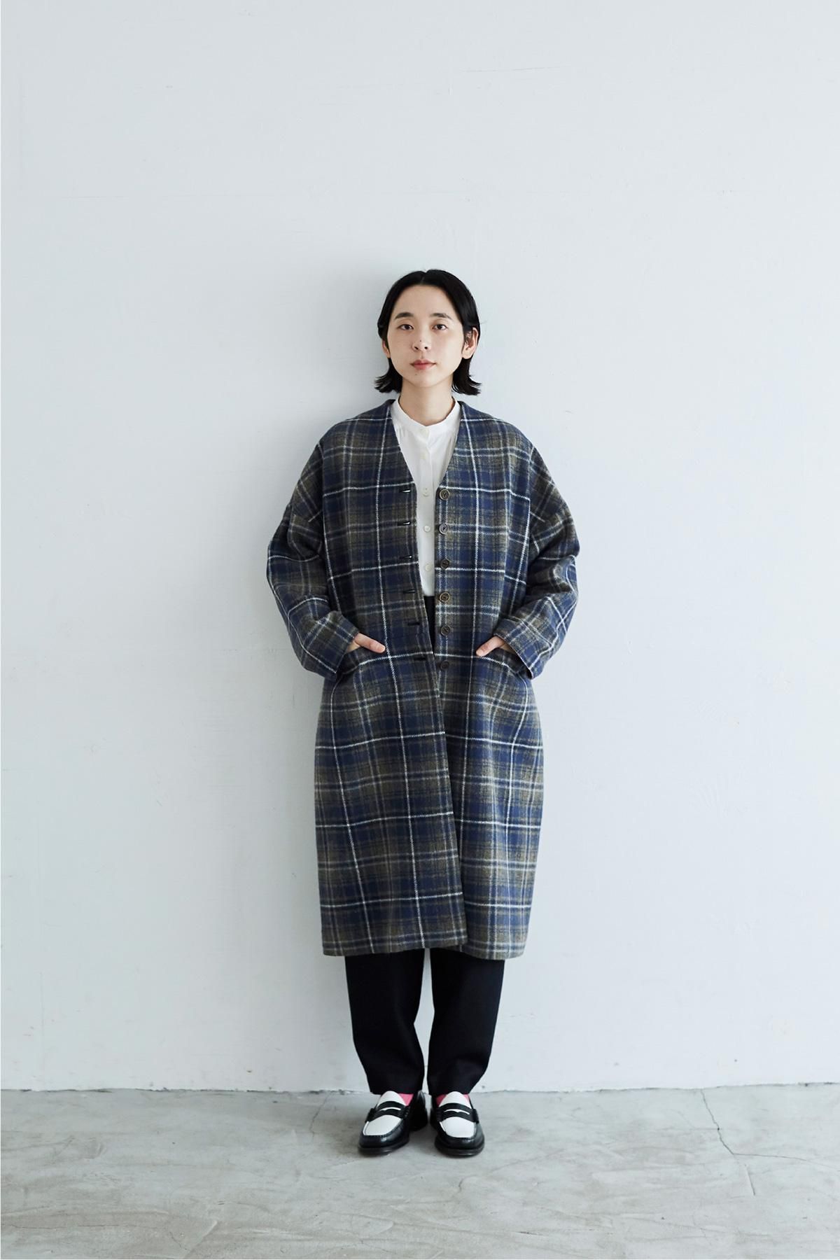 tartan check tweed cocoon coat - atelier naruse｜Online store｜the an