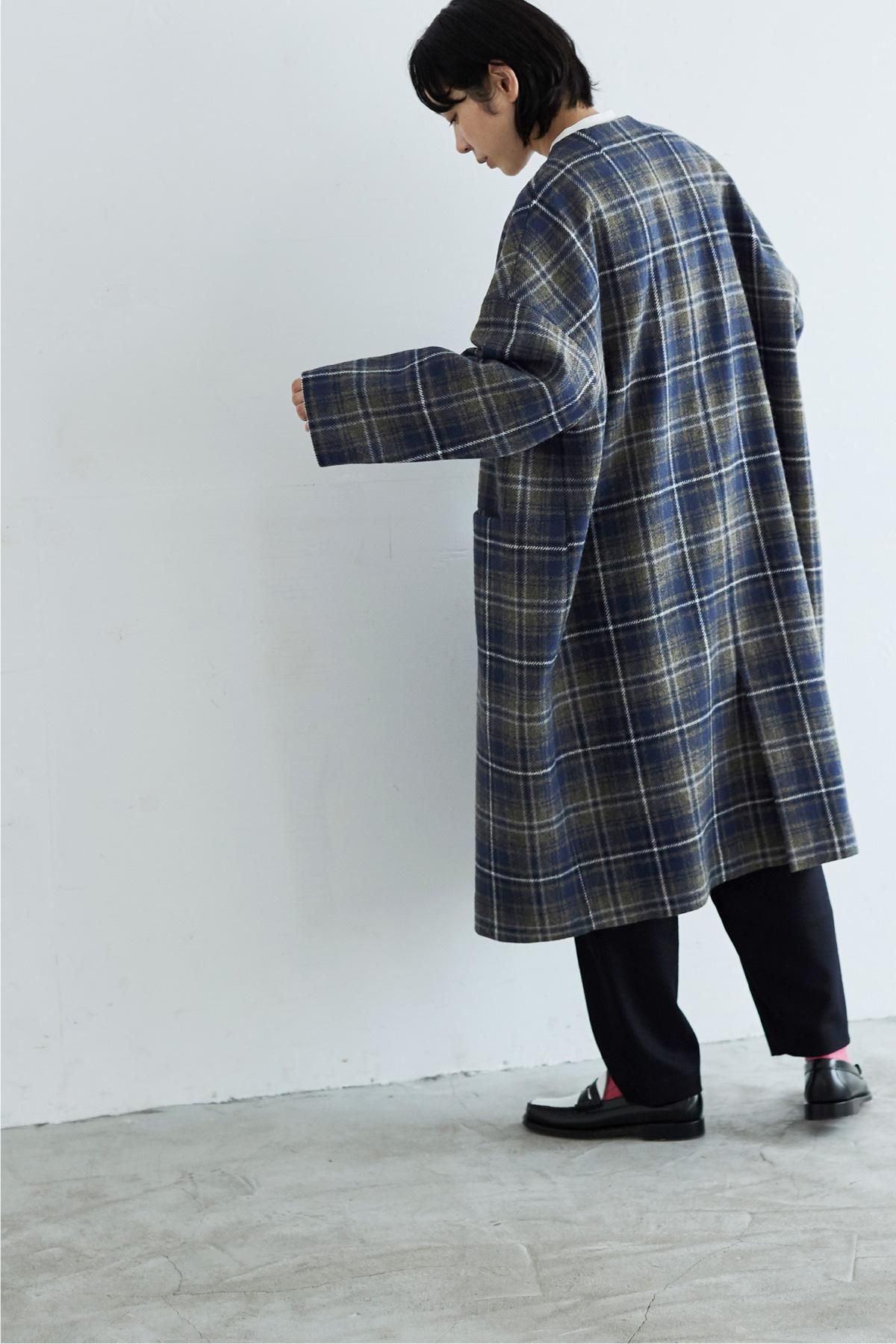 tartan check tweed cocoon coat - atelier naruse｜Online store｜the an