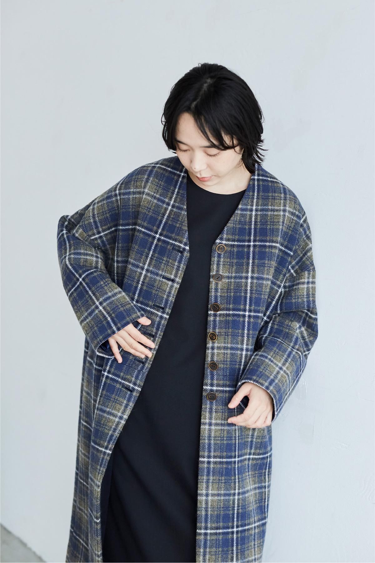 ジャケット・アウター atelier naruse tweed cocoon jacket tartan check tweed cocoon coat - atelier naruse｜Online