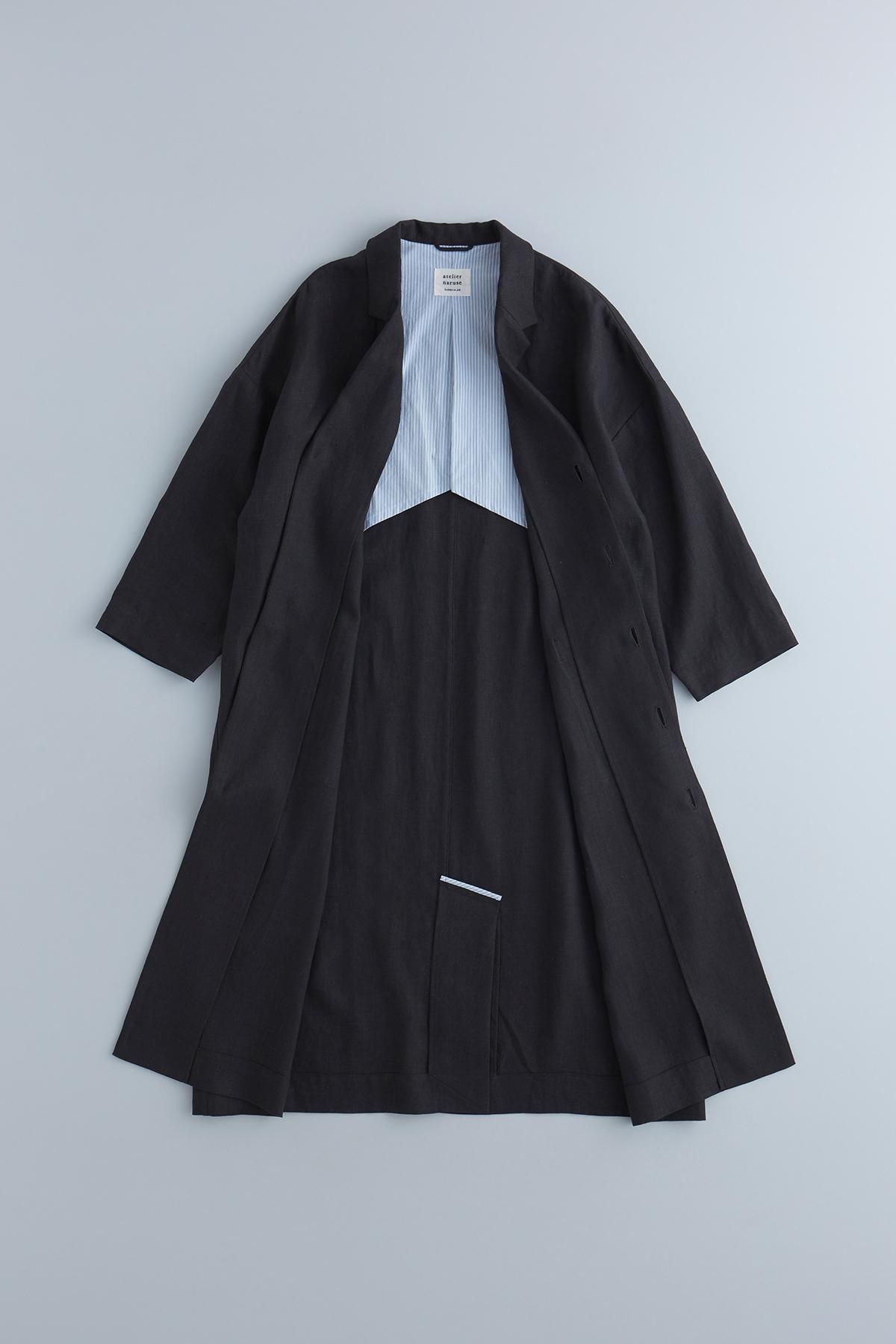 linen tailored coat / black - atelier naruse｜Online store｜the an