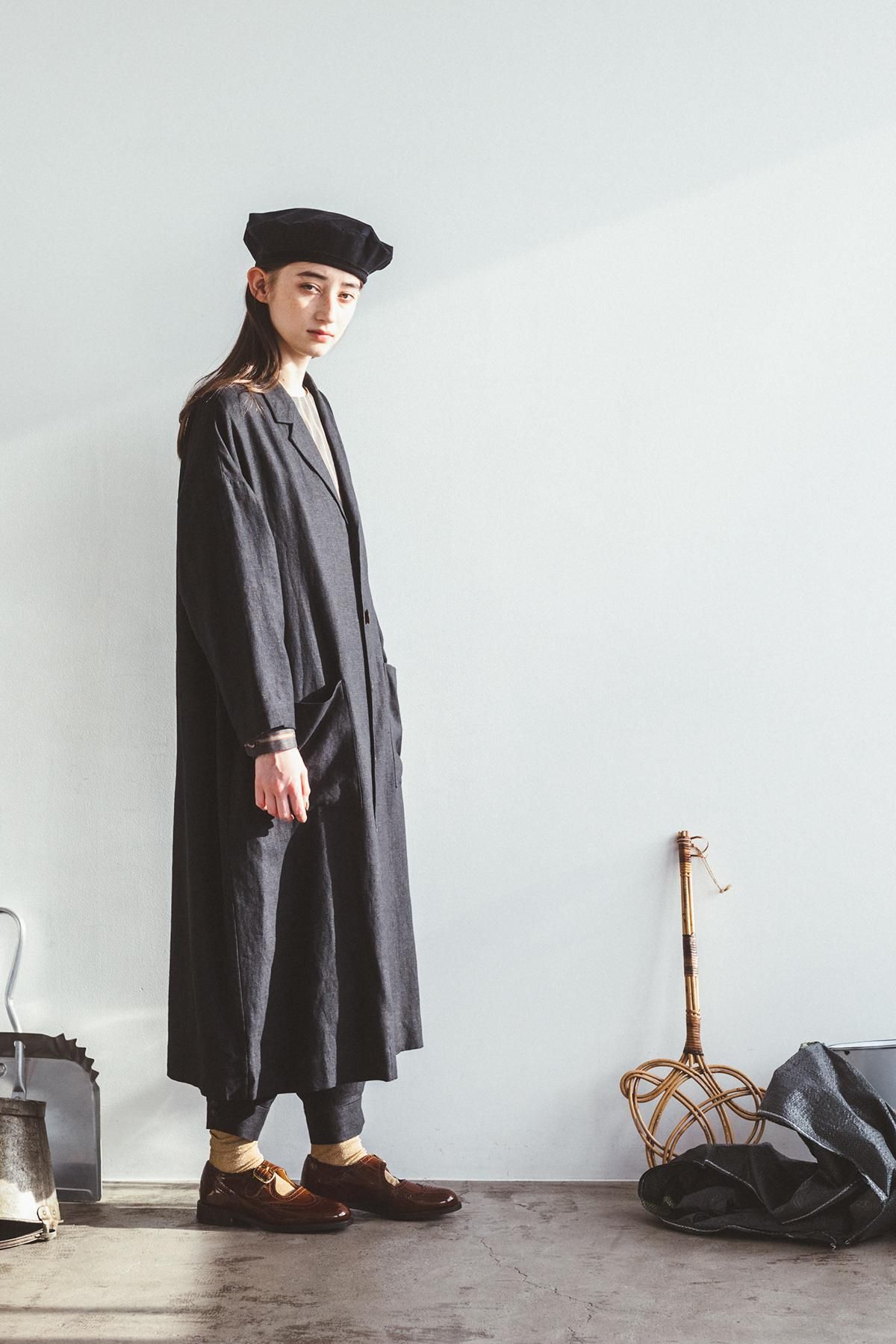 linen tailored coat / black - atelier naruse｜Online store｜the an