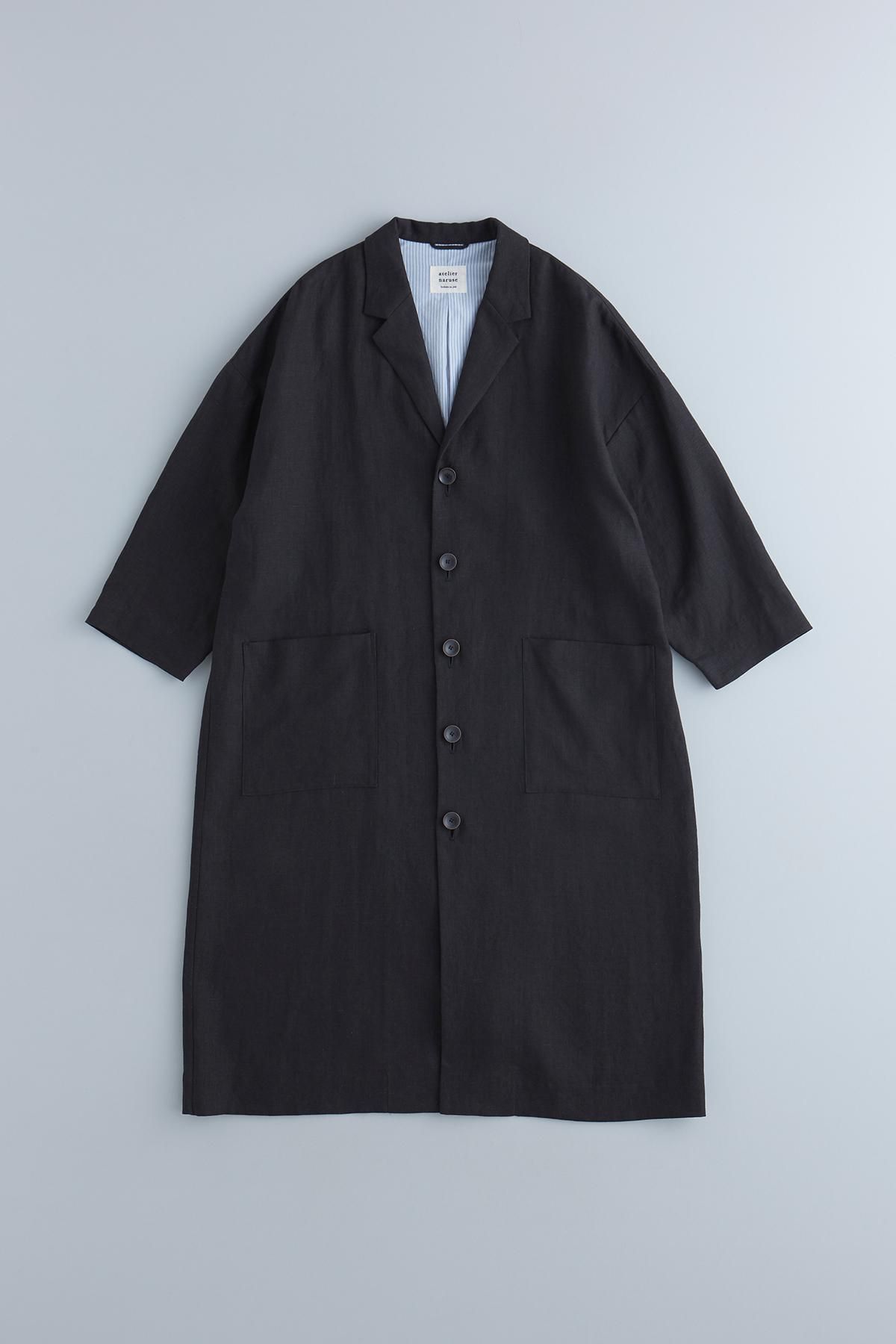 linen tailored coat / black - atelier naruse｜Online store｜the an