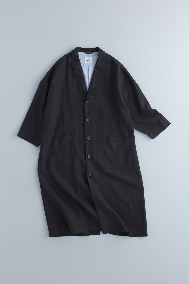 linen tailored coat / black
