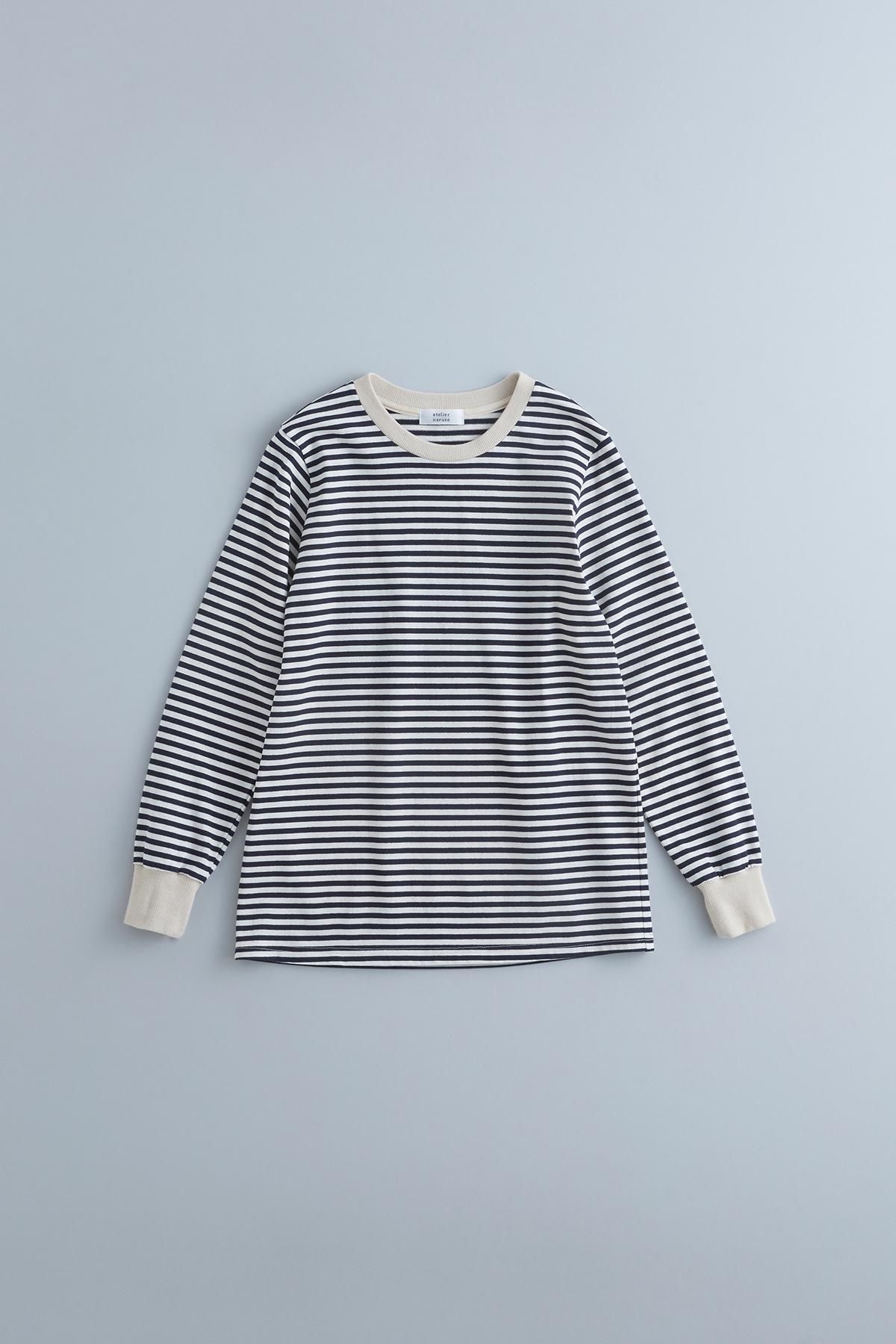 新品未使用　アトリエナルセ　コットンボーダー　カットソー 長袖 atelier naruse | コットンボーダーカットソー（長袖・black