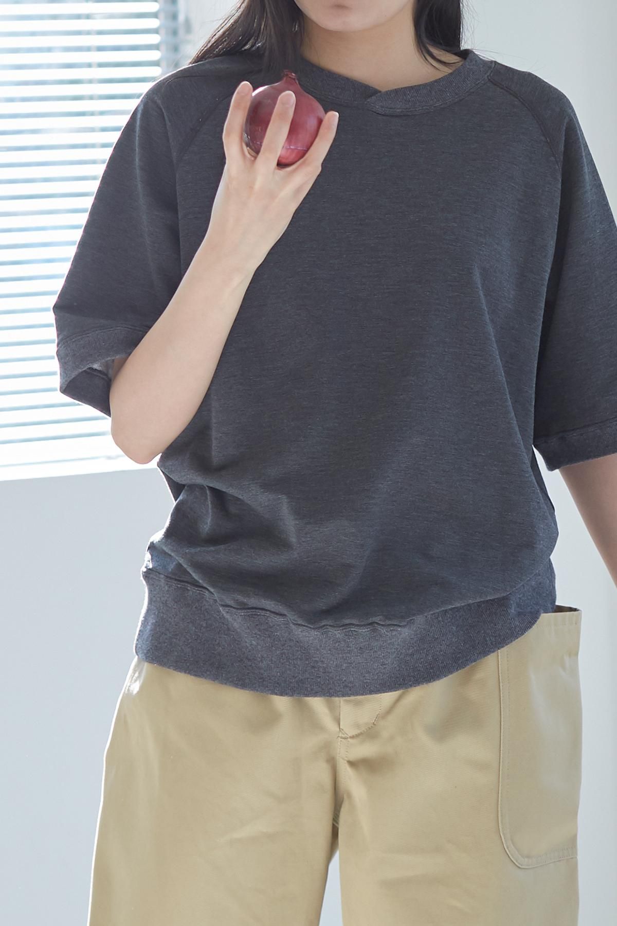 cotton lyocell fleece lining sweatshirt / charcoal gray