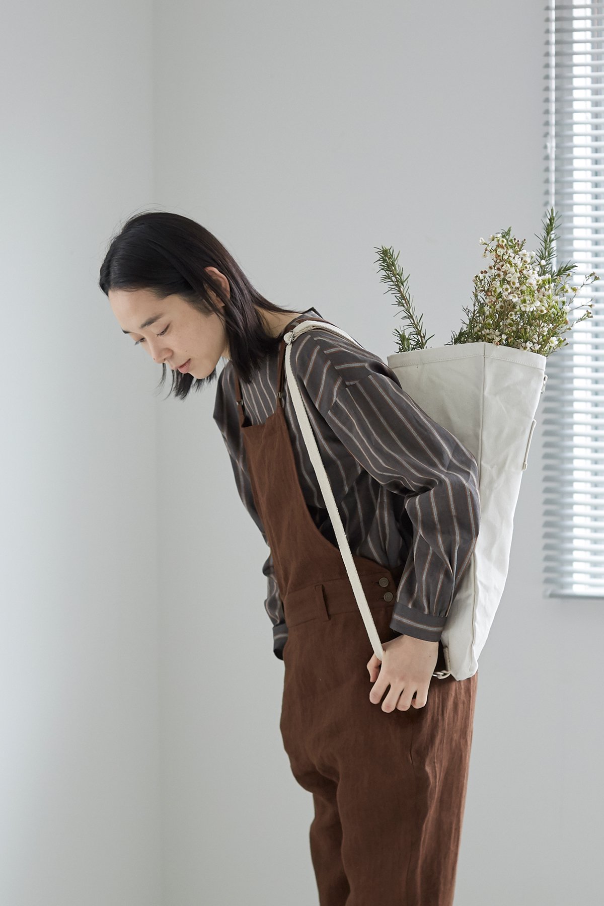 cotton linen smock blouse / stripe - atelier naruse | Online store