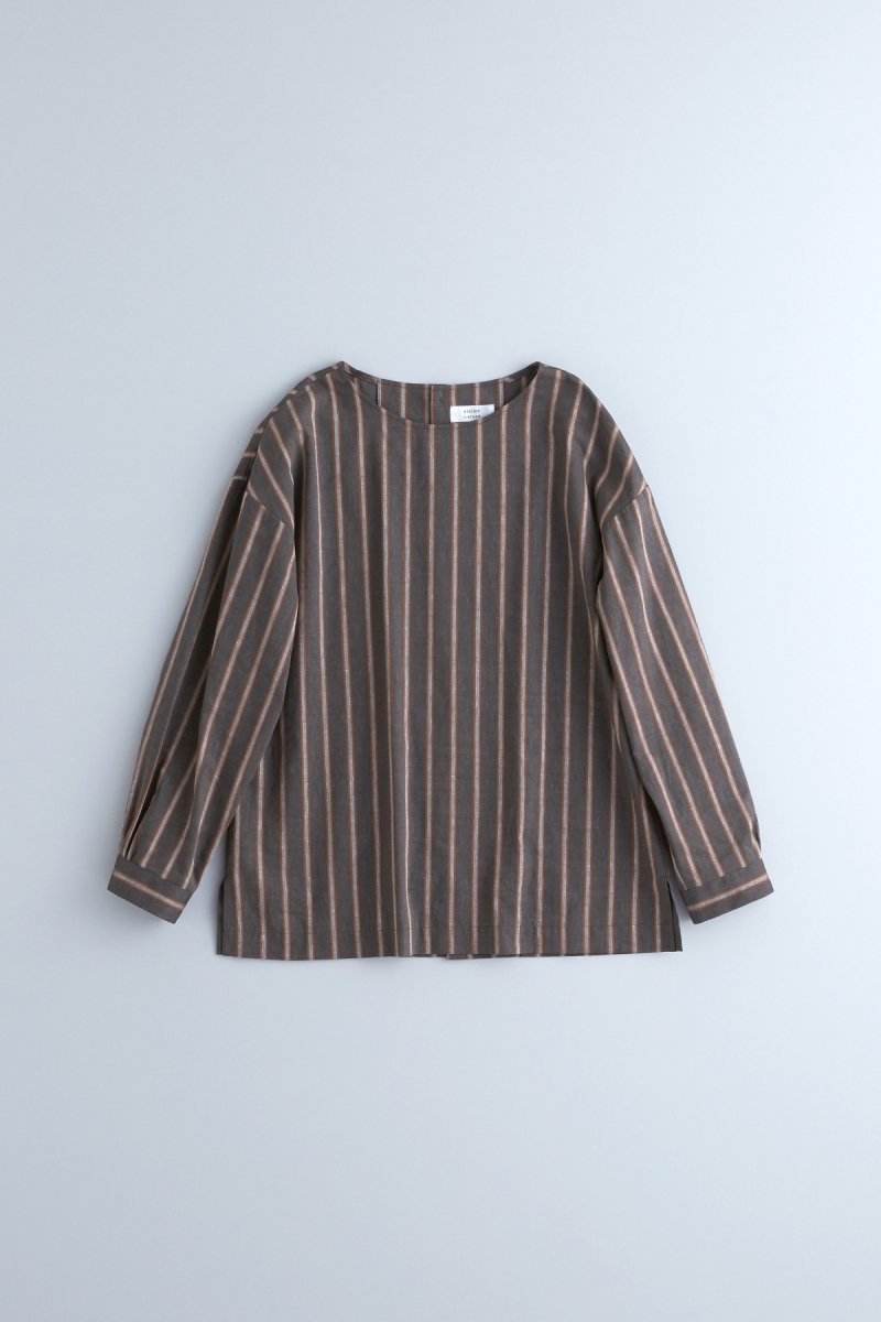cotton linen smock blouse / stripe