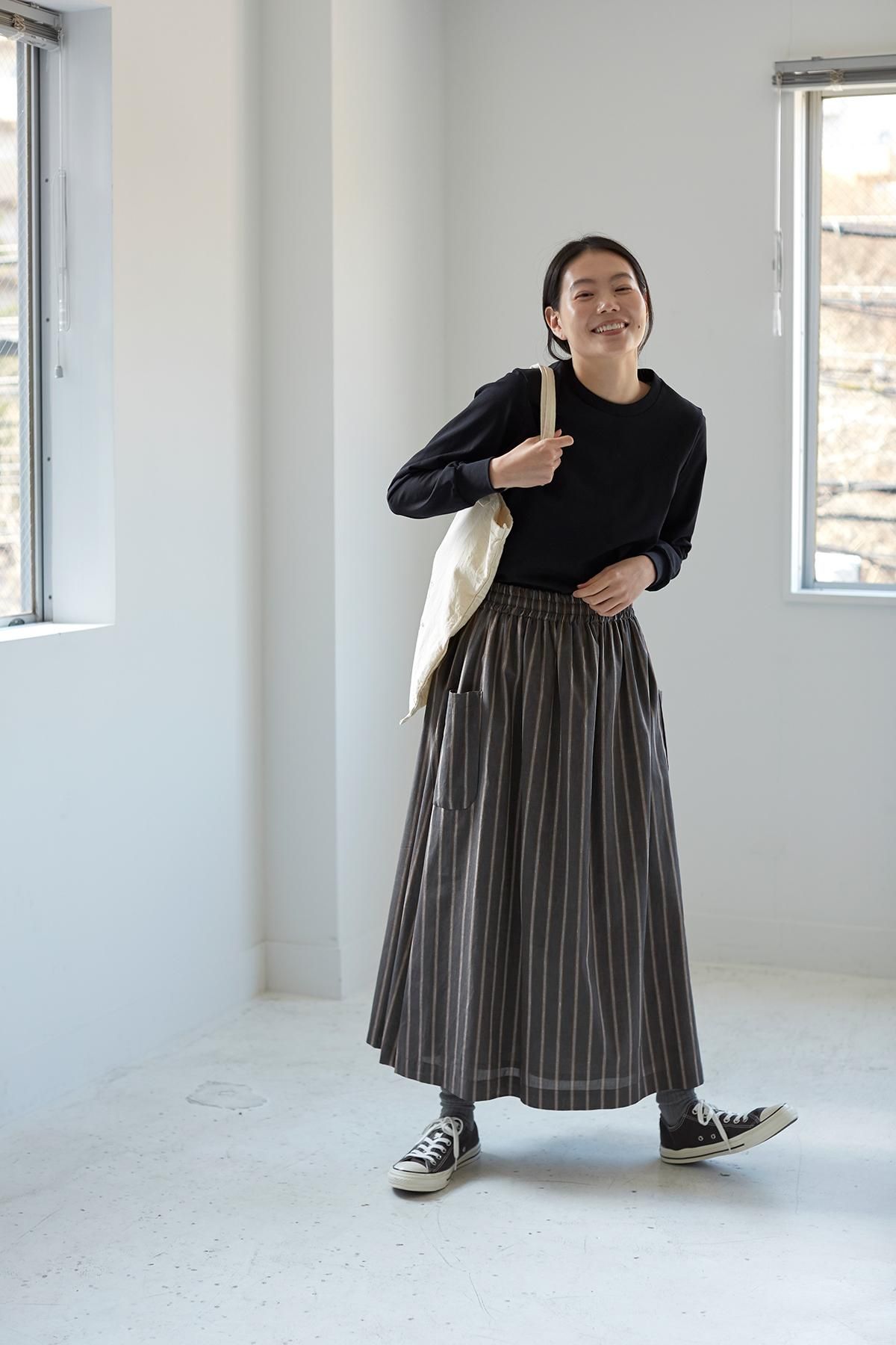 atelier naruse アトリエナルセ　リネン　スカート atelier naruse | リネンギャザースカート (black