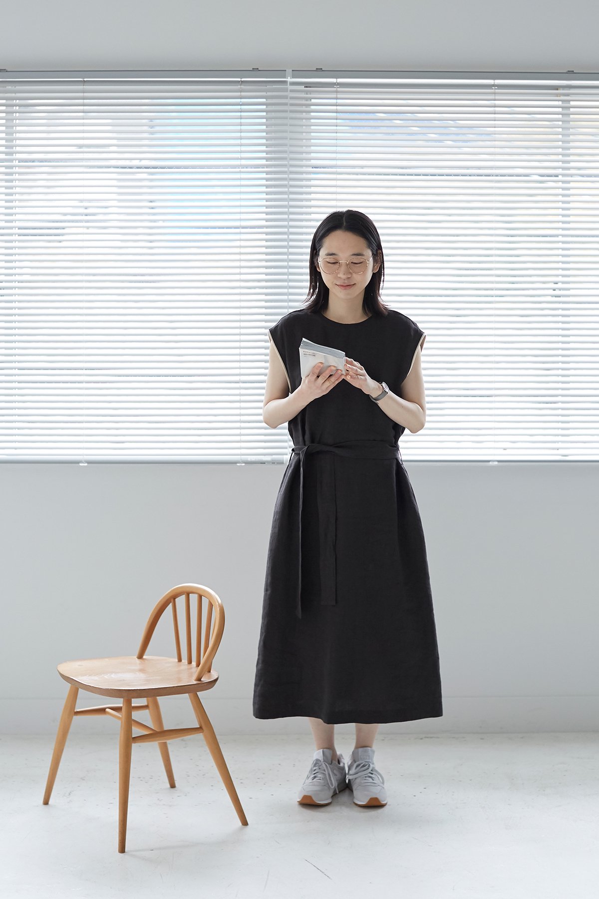 linen sleeveless one-piece +rib - atelier naruse | Online store