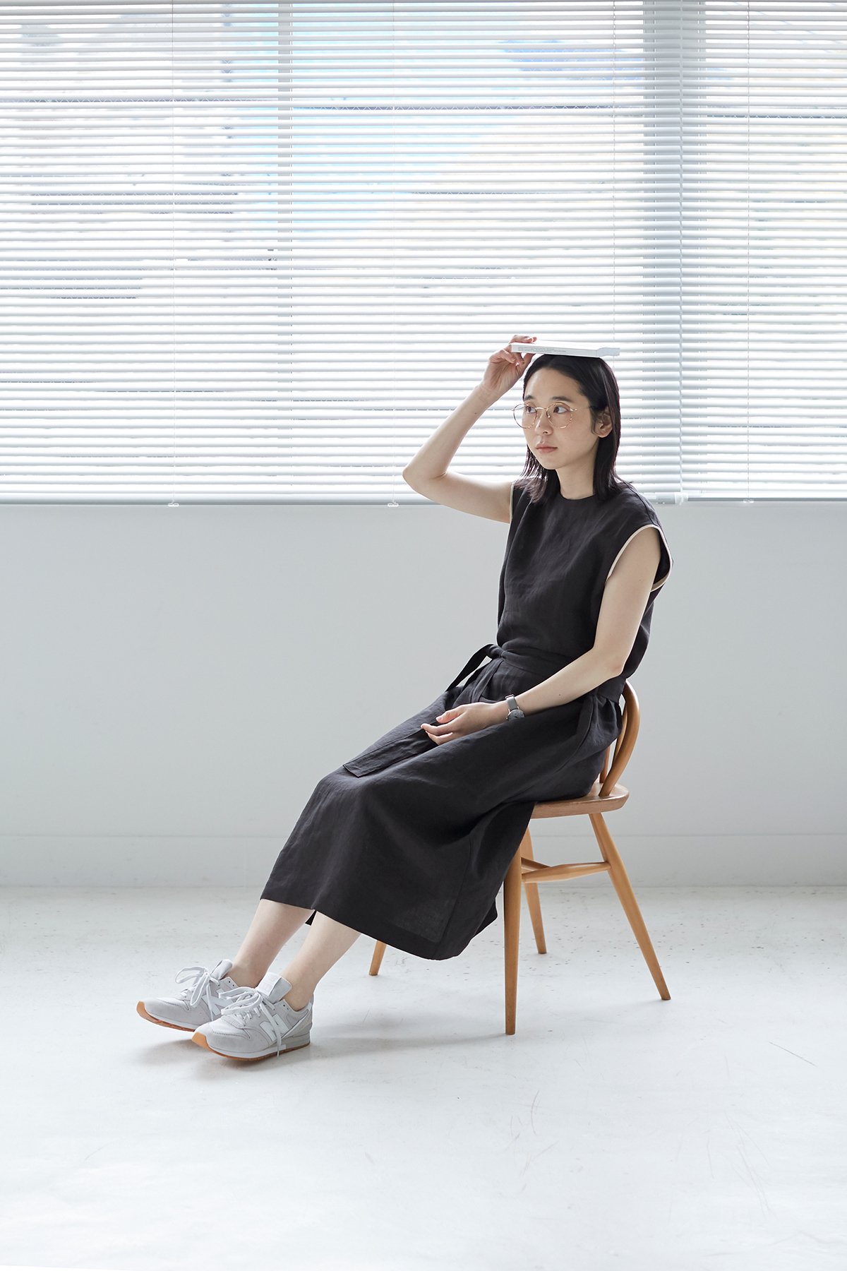 linen sleeveless one-piece +rib - atelier naruse | Online store