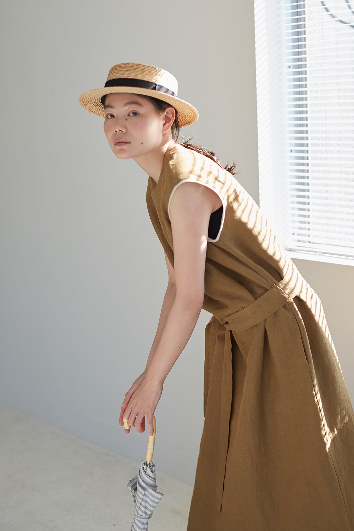 linen sleeveless one-piece +rib - atelier naruse | Online store