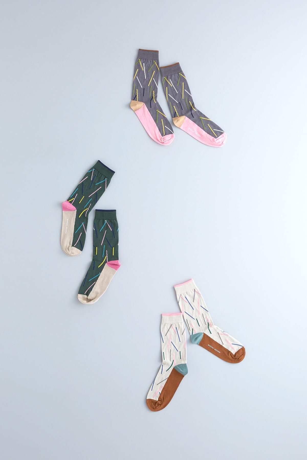 cotton ~sen~ middle socks - atelier naruse｜Online store｜the an