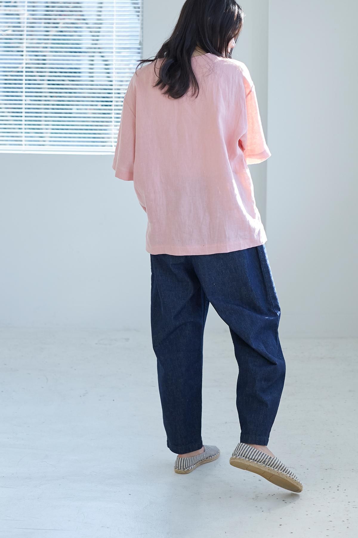 linen V-neck smock blouse - atelier naruse｜Online store｜the an