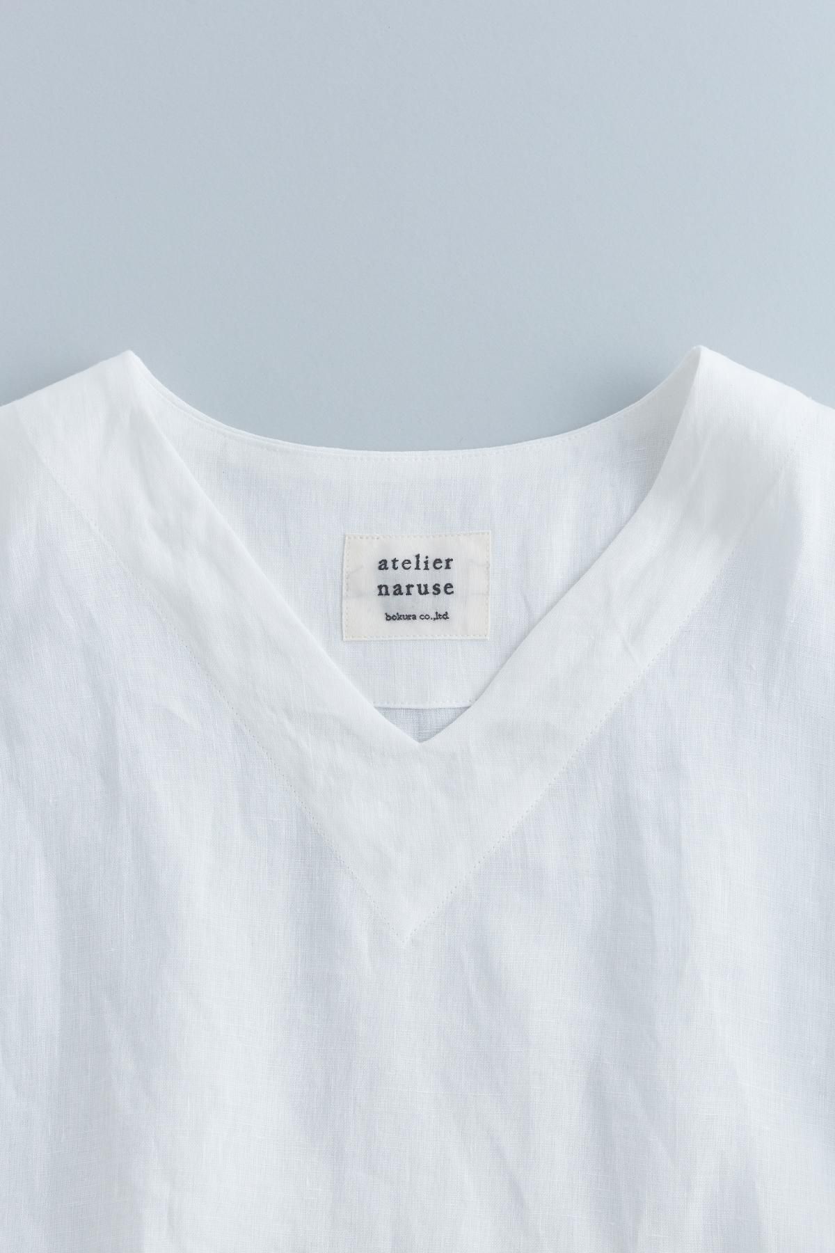 linen V-neck smock blouse - atelier naruse｜Online store｜the an