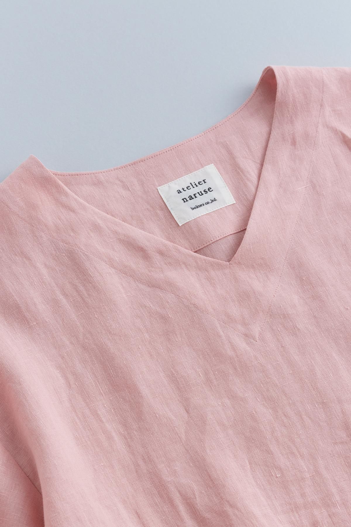 linen V-neck smock blouse - atelier naruse｜Online store｜the an