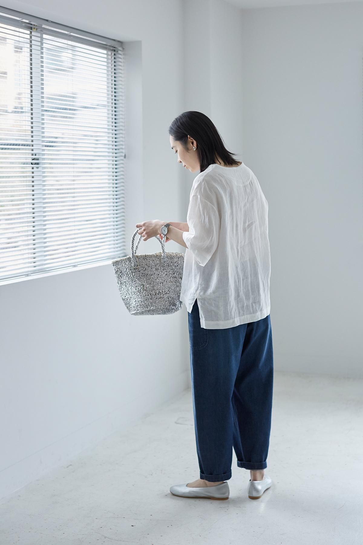 linen V-neck smock blouse - atelier naruse｜Online store｜the an