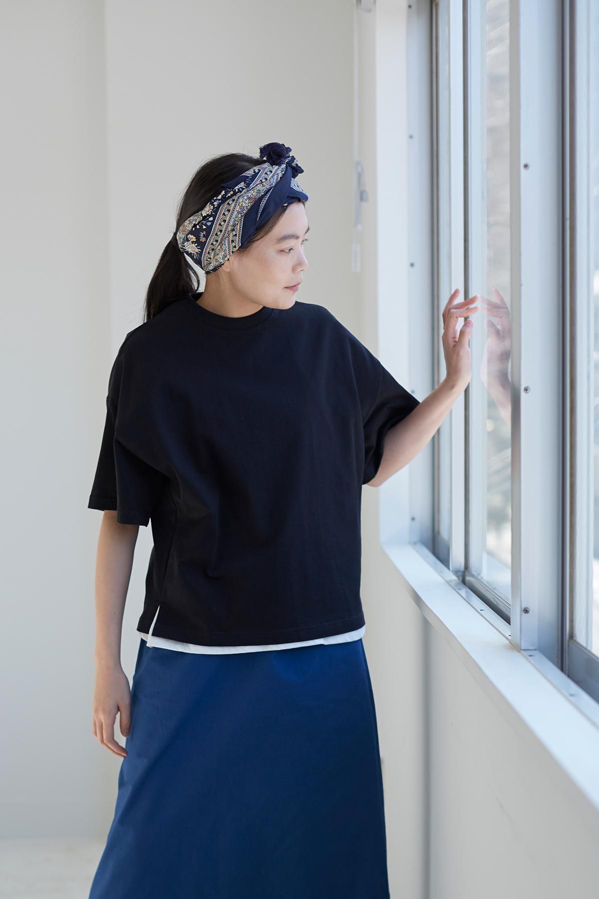 アトリエナルセ　バスクコットン　カットソー【ブラック】 basque cotton cut&sewn（short sleeves） - atelier naruse