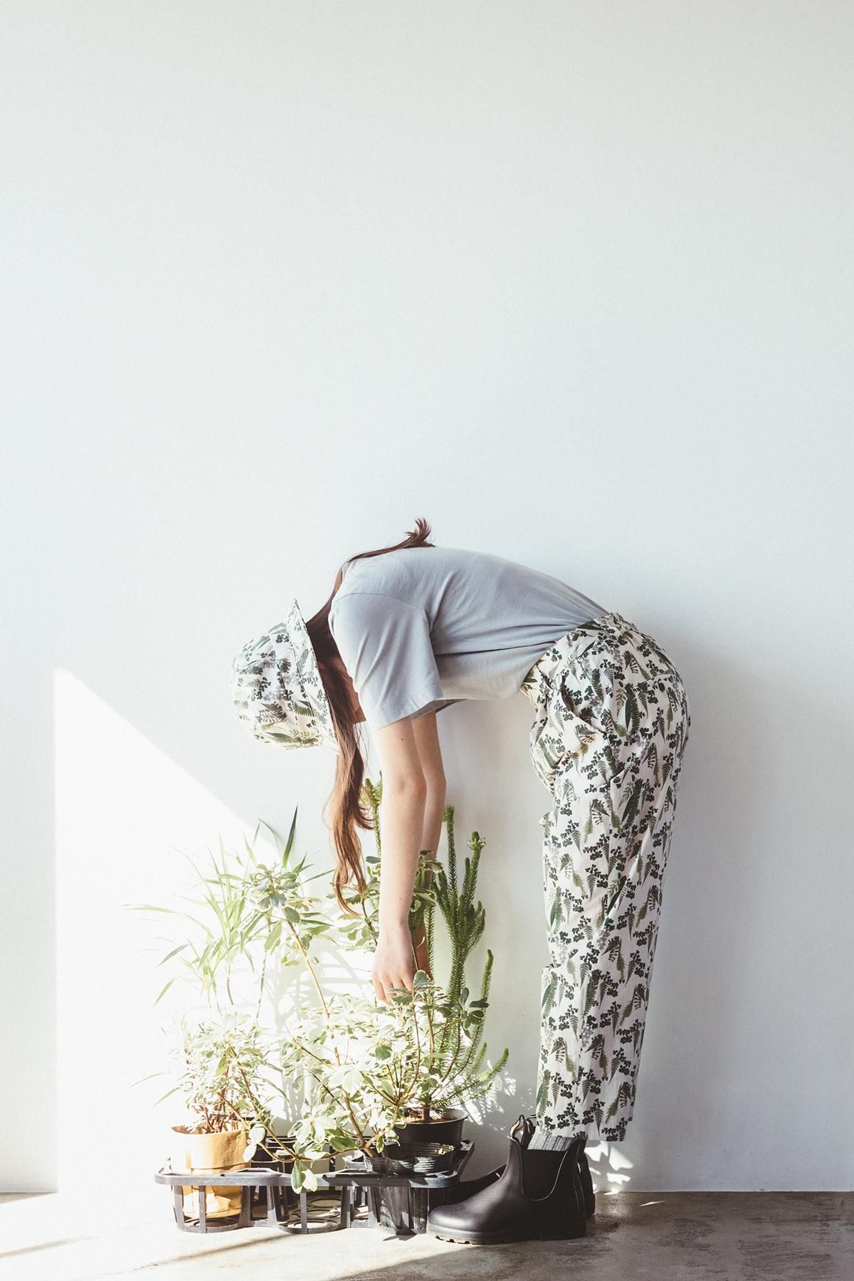 DEVEAUX print series ~botanical~ cotton tapered pants