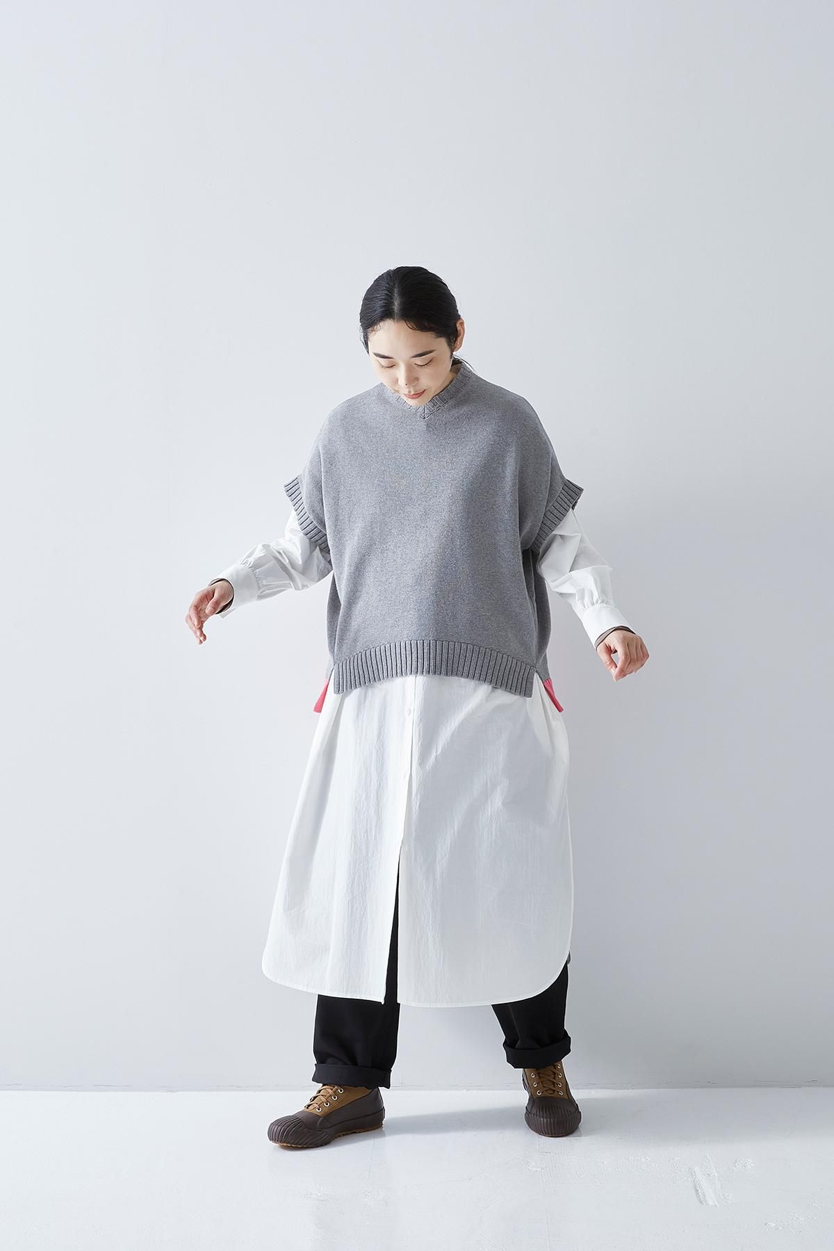 cotton bi-color french knit vest - atelier naruse｜Online store