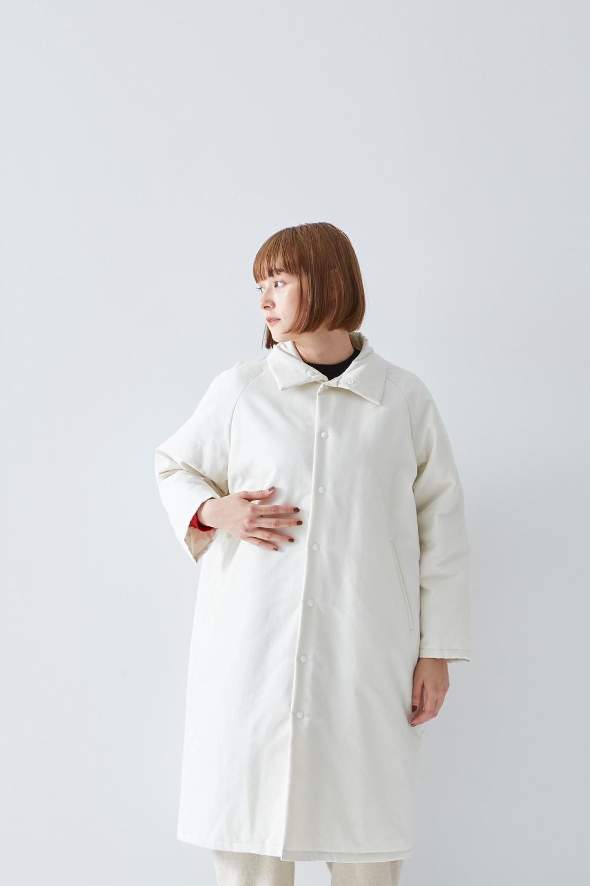 cotton nylon batting coat / white - atelier naruse｜Online store