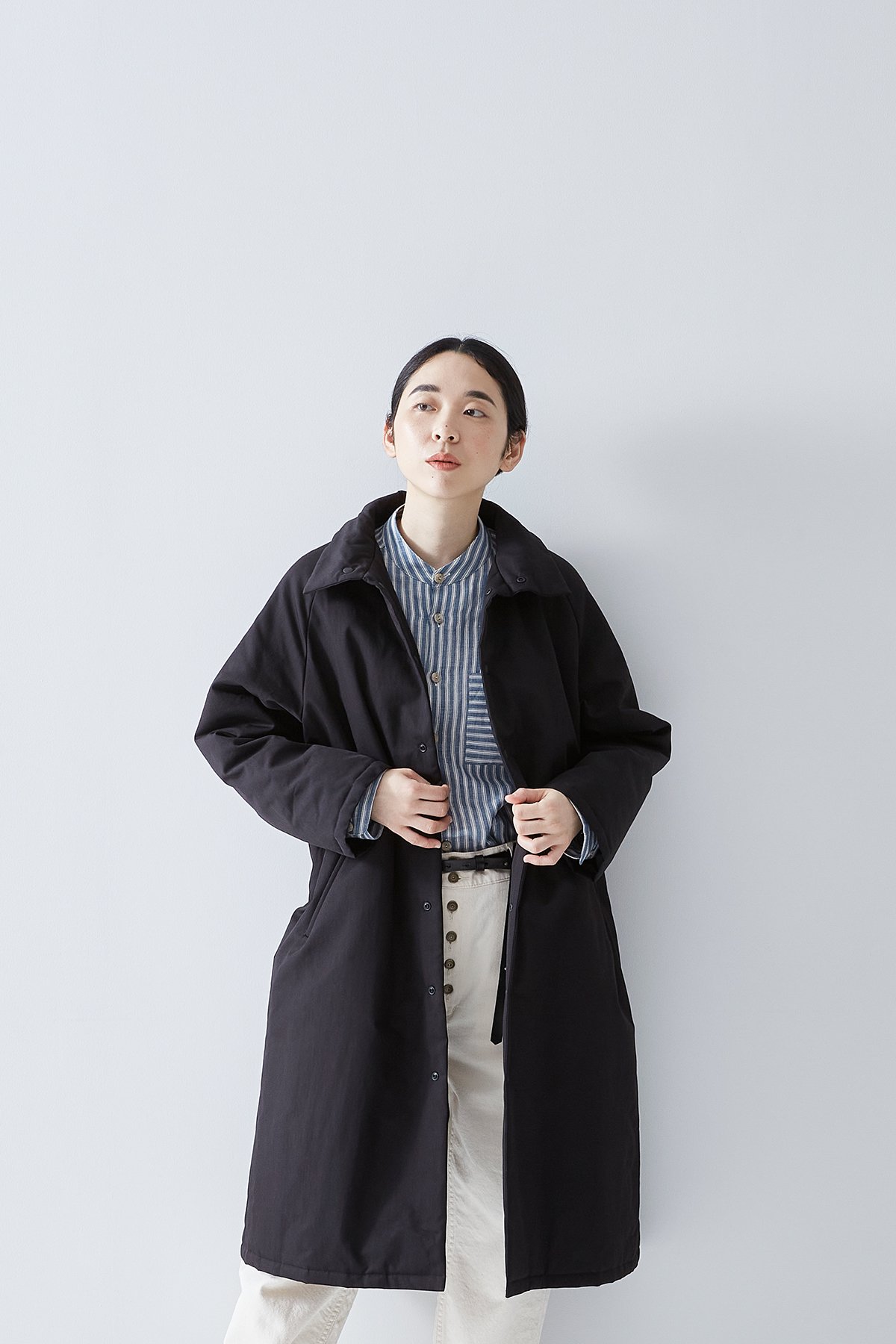 cotton nylon batting coat / black - atelier naruse | Online store