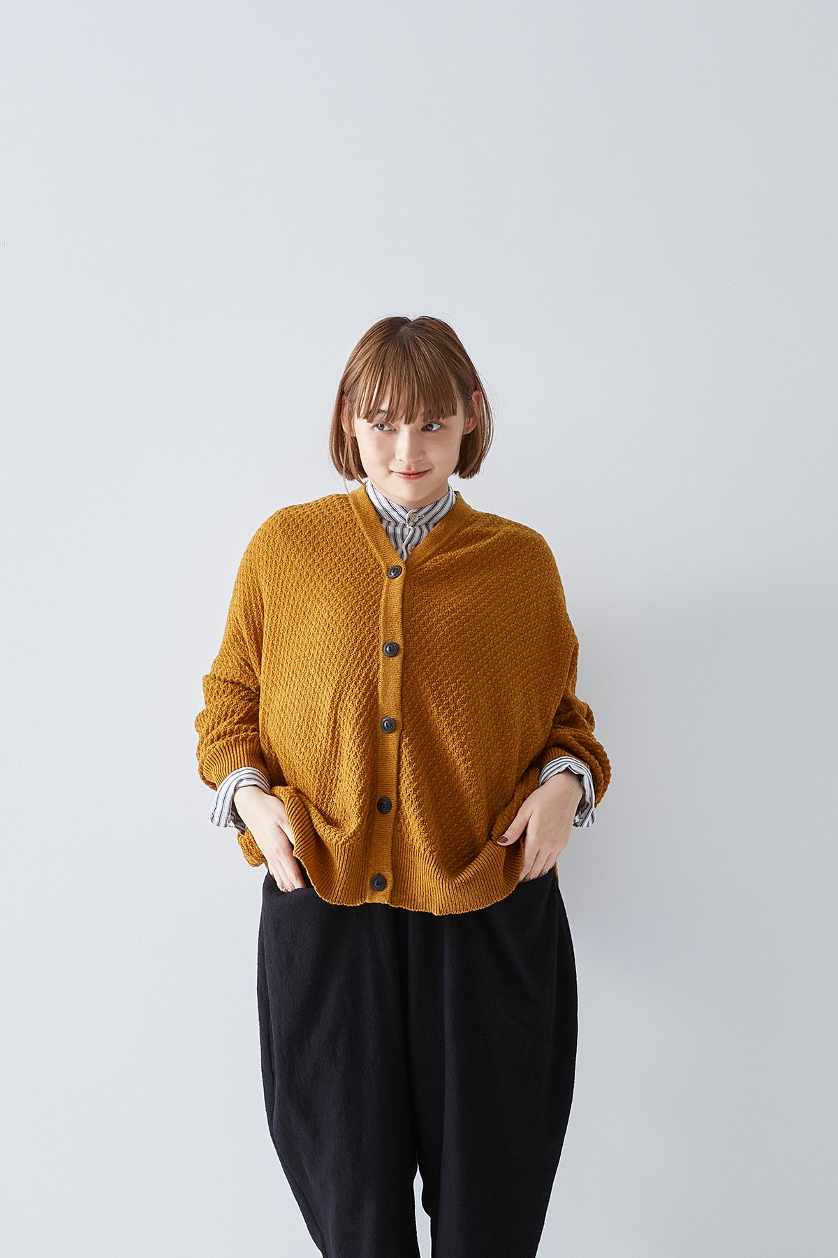 lambs wool big-size cardigan - atelier naruse | Online store