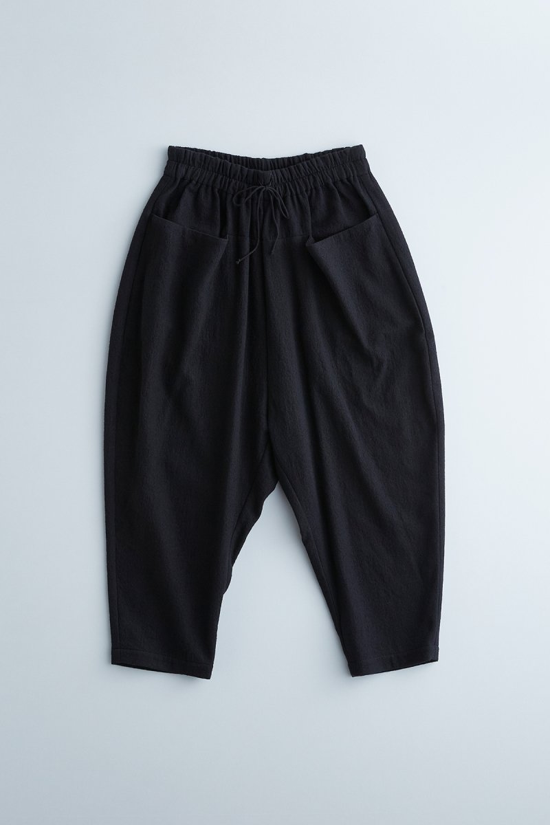 cotton wool twill sarouel pants / black