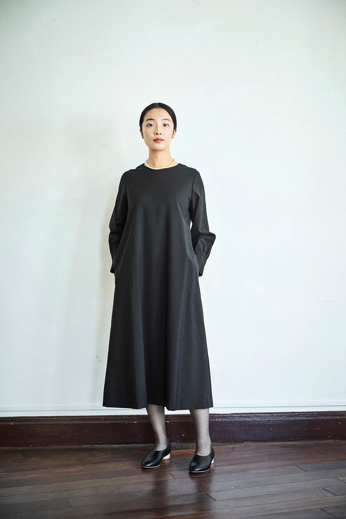 2024｜formal A line one-piece dress / black - atelier naruse | Online store