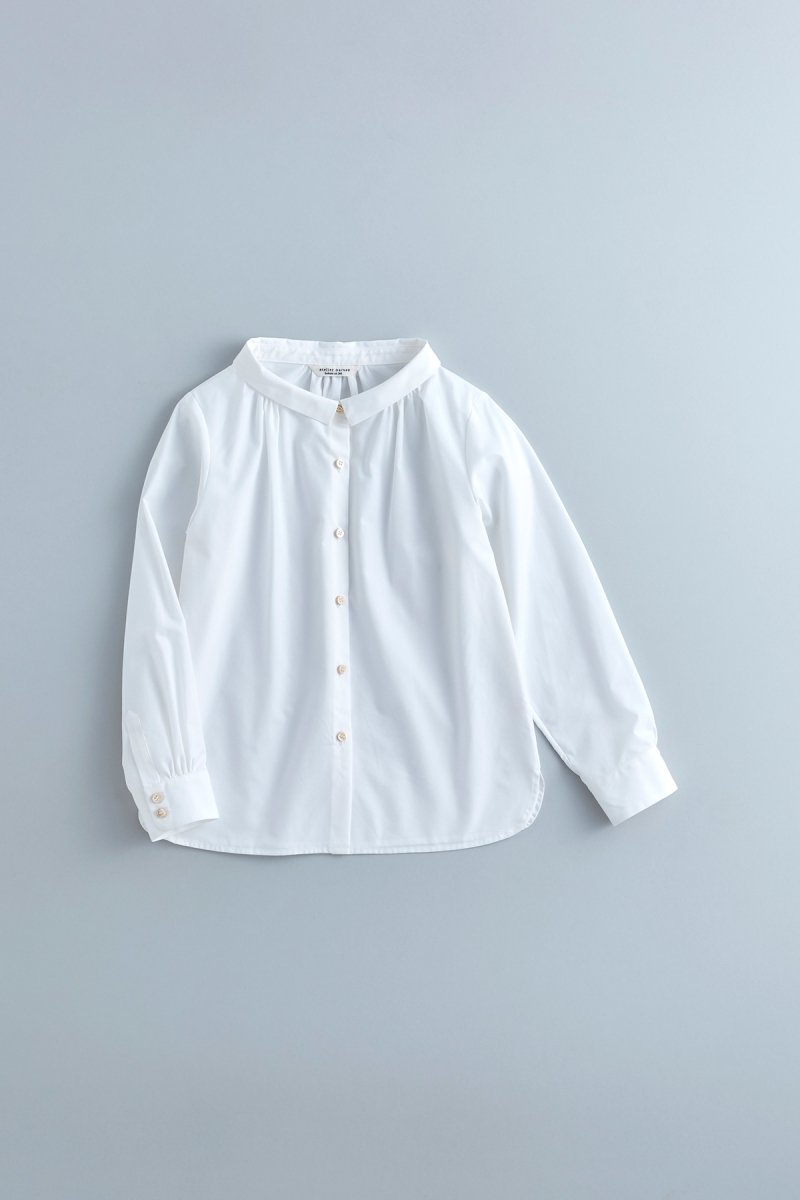 cotton stand-off collar blouse / white