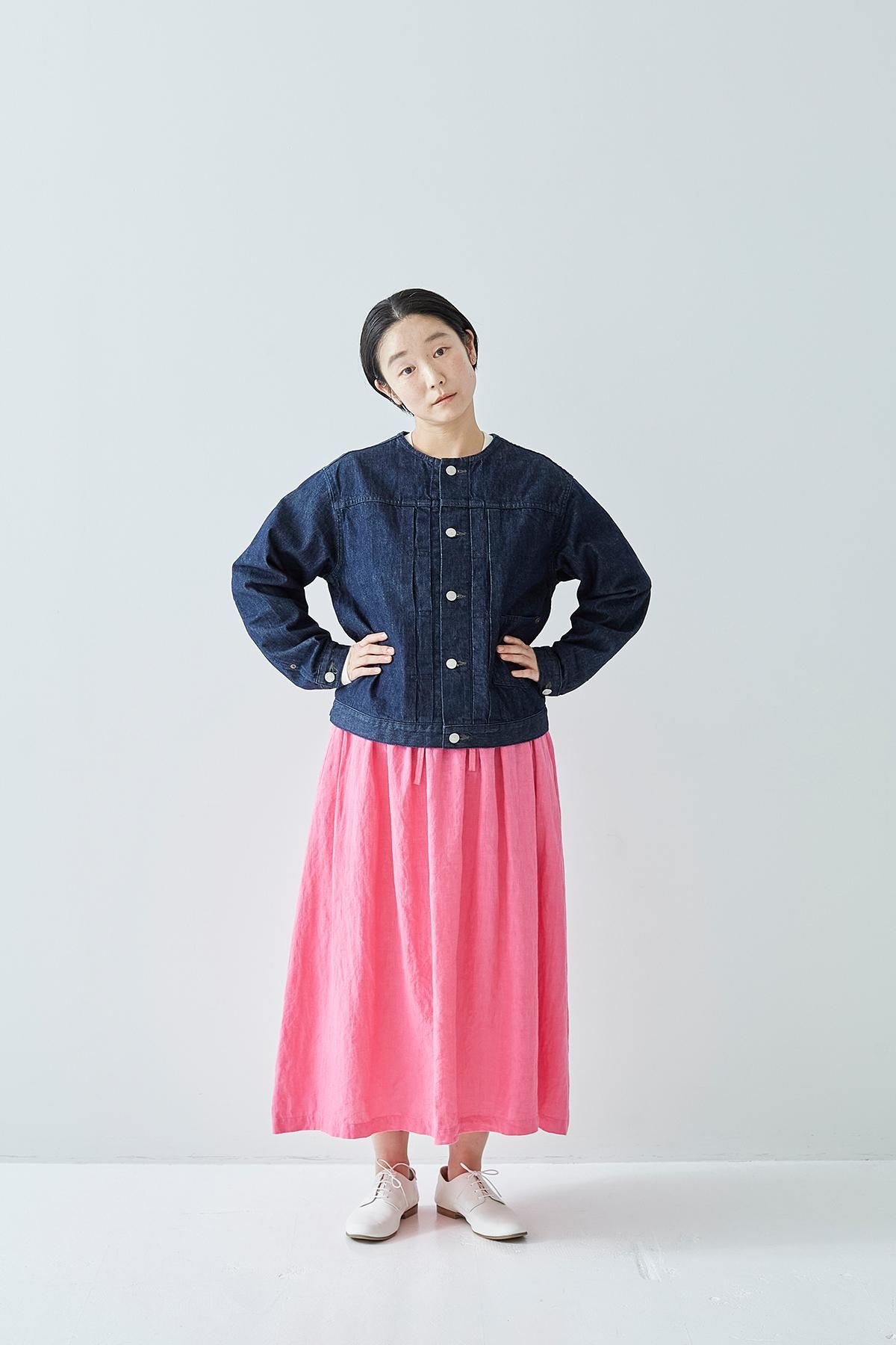 atelier naeuse / コットンデニム ノーカラージャケット