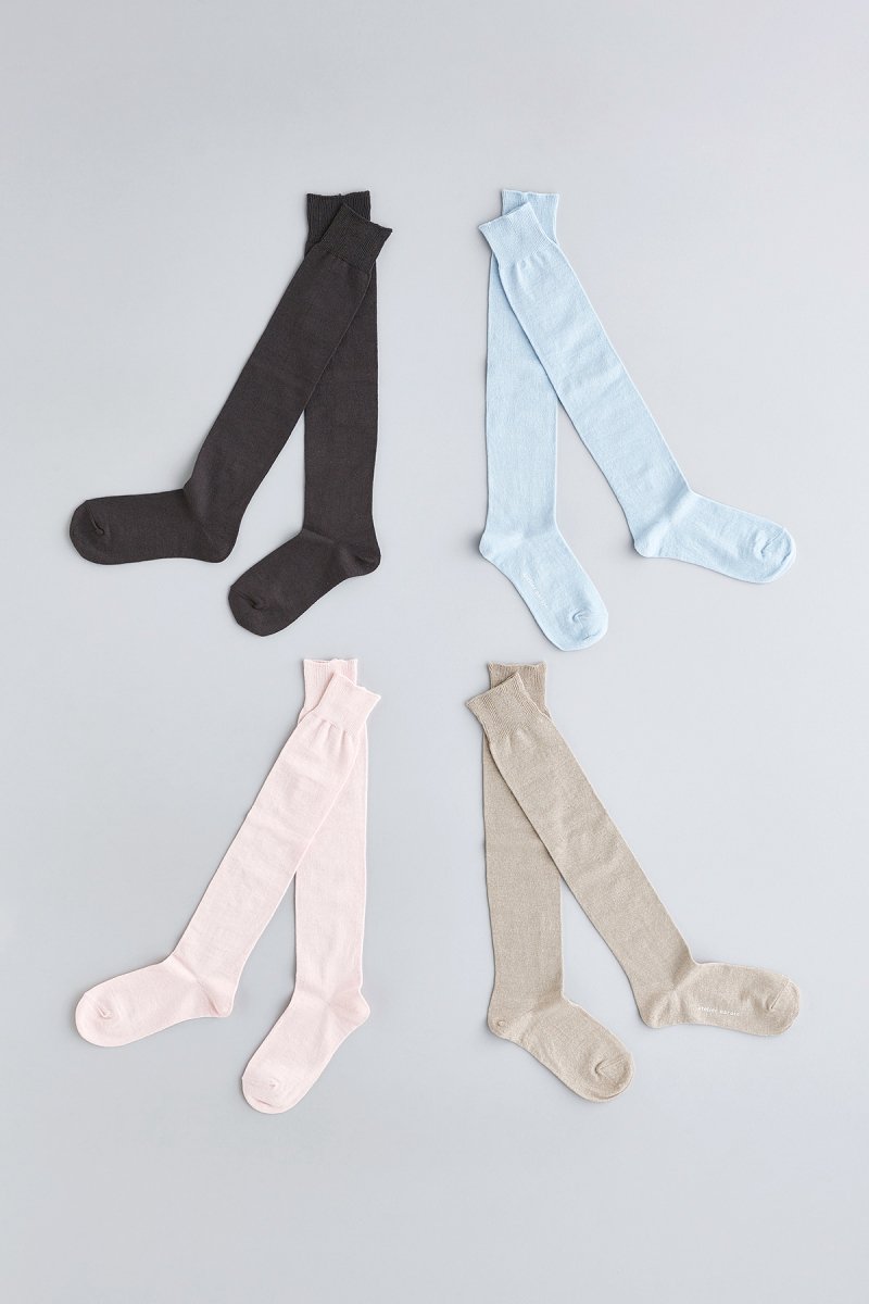 linen cotton stockinette high socks