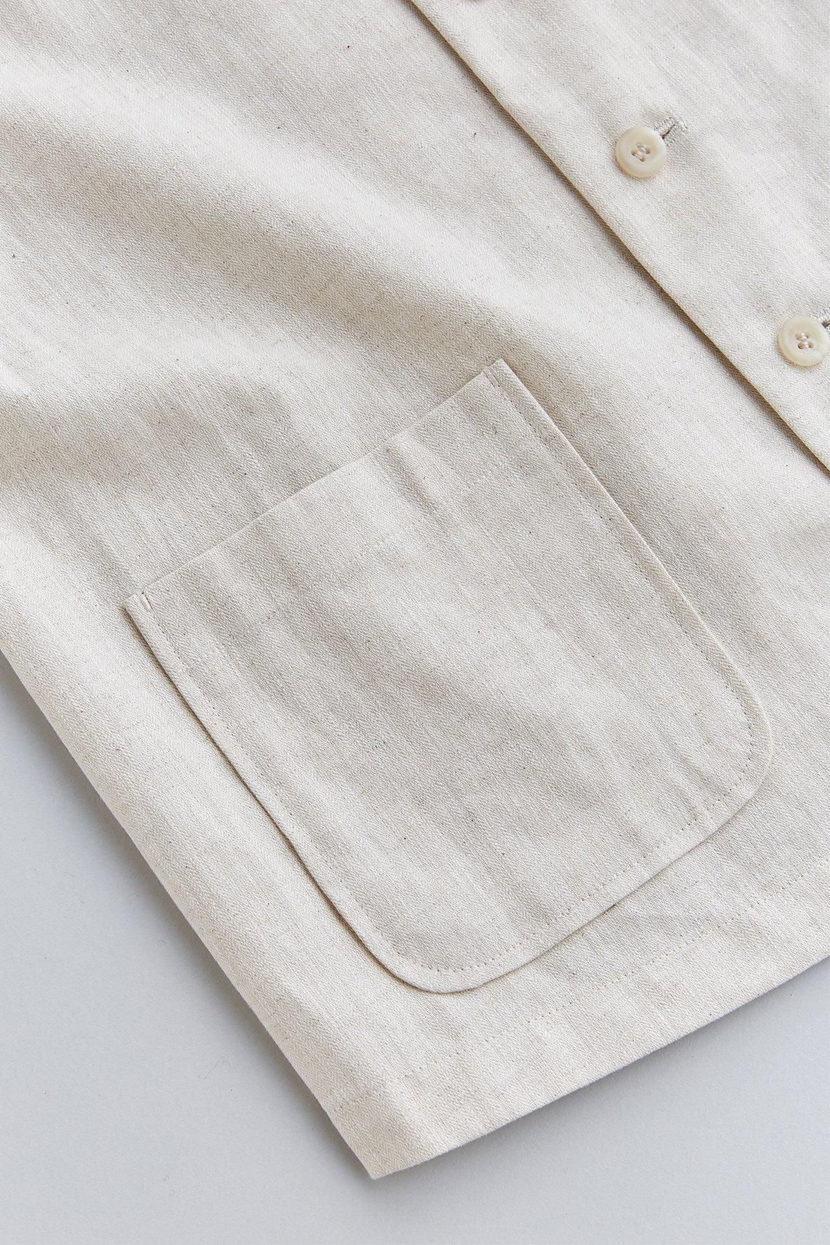 atelier naruseリネンコットンヘリンボーンシャンブレー　ベスト・ジレ atelier naruse | リネンコットンヘリンボーンシャンブレー