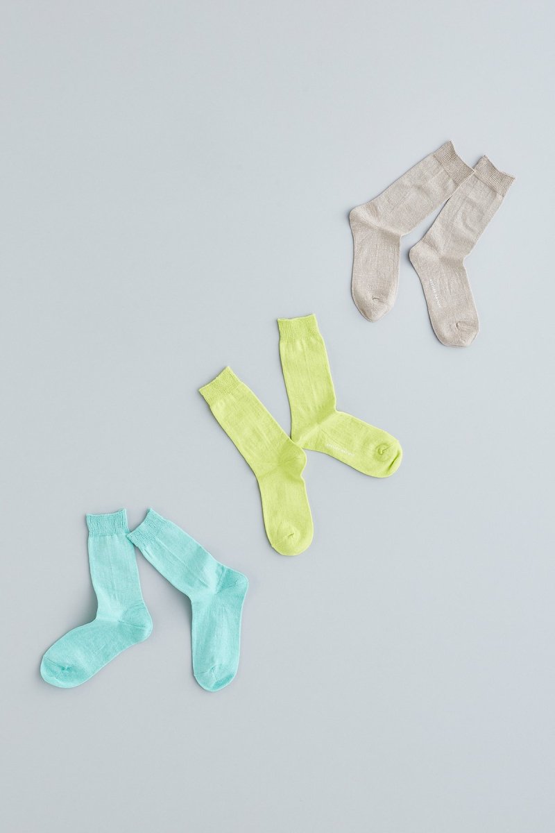 linen cotton stockinette middle socks