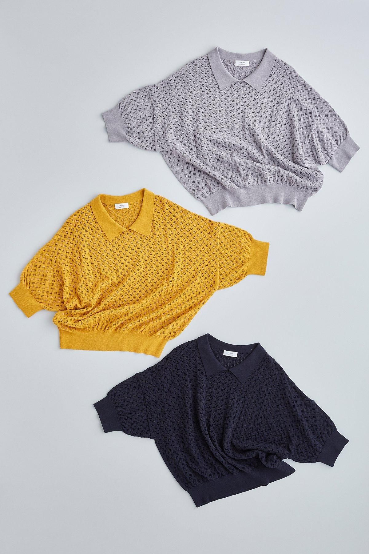 atelier naruse コットン丸襟ニット atelier naruse | コットン襟付きレトロニット - c a b i n e t