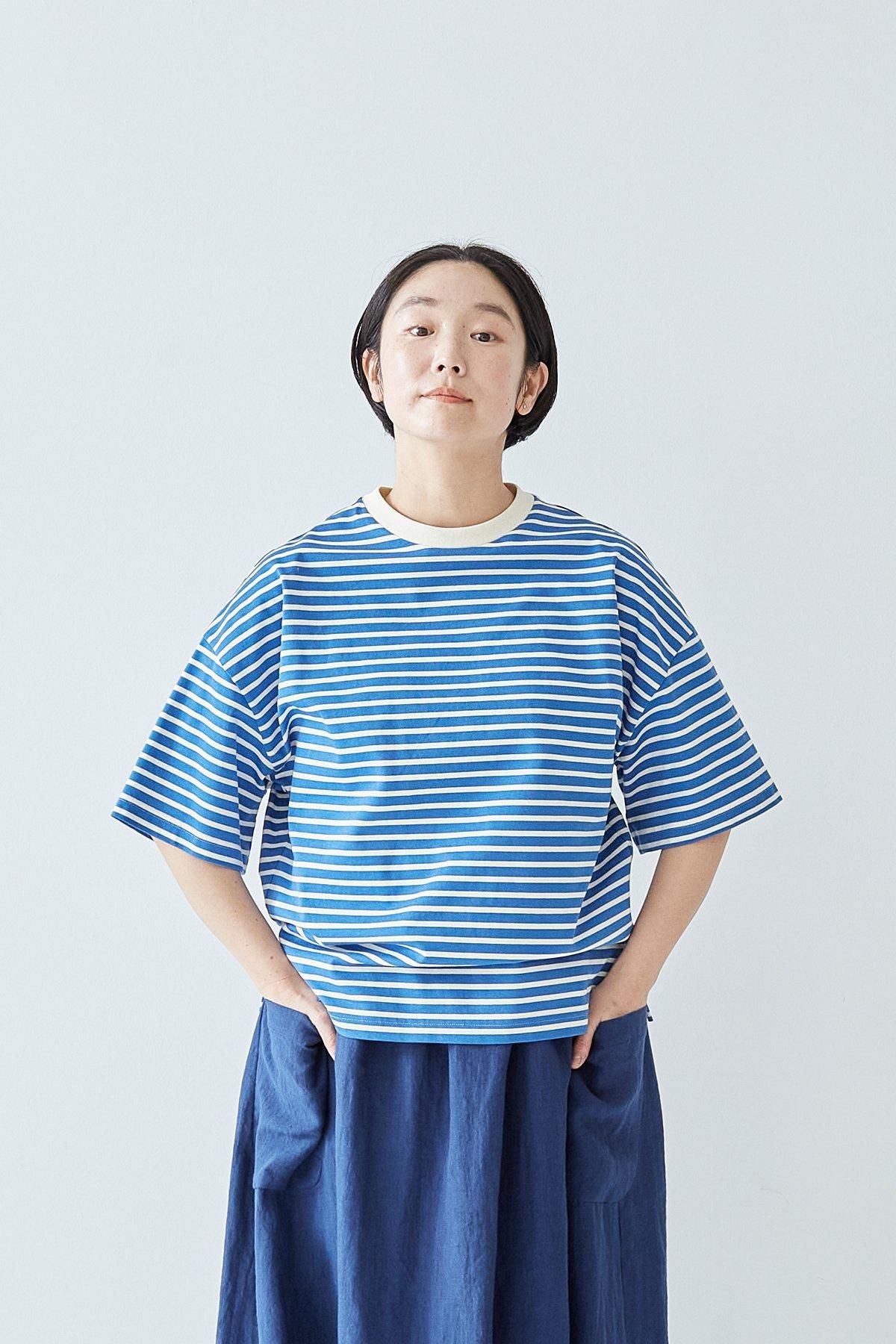 cotton border cut&sewn（short sleeves） - atelier naruse｜Online