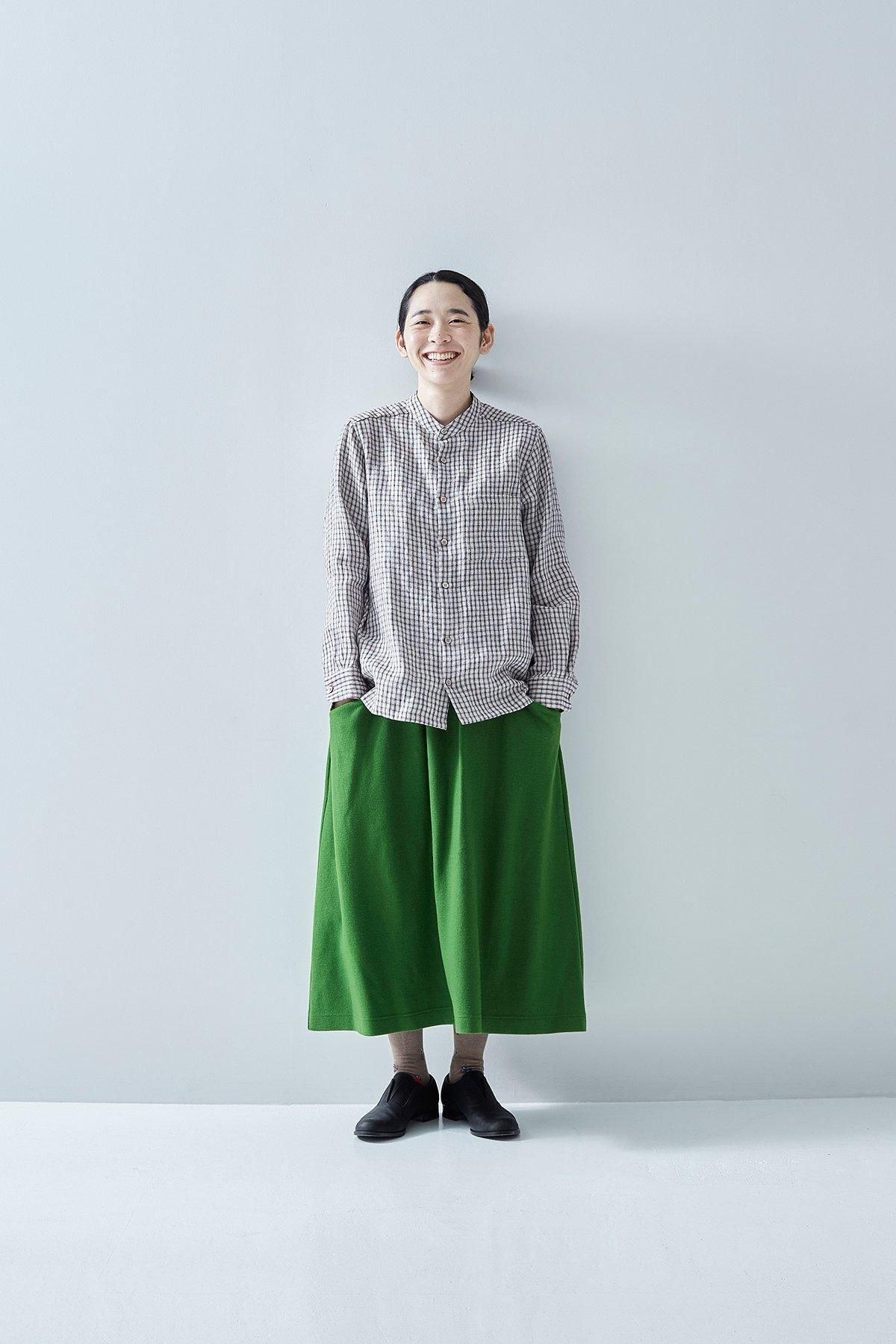 linen check band-collar shirt - atelier naruse|Online store linen check band-collar shirt - atelier naruse|Online store