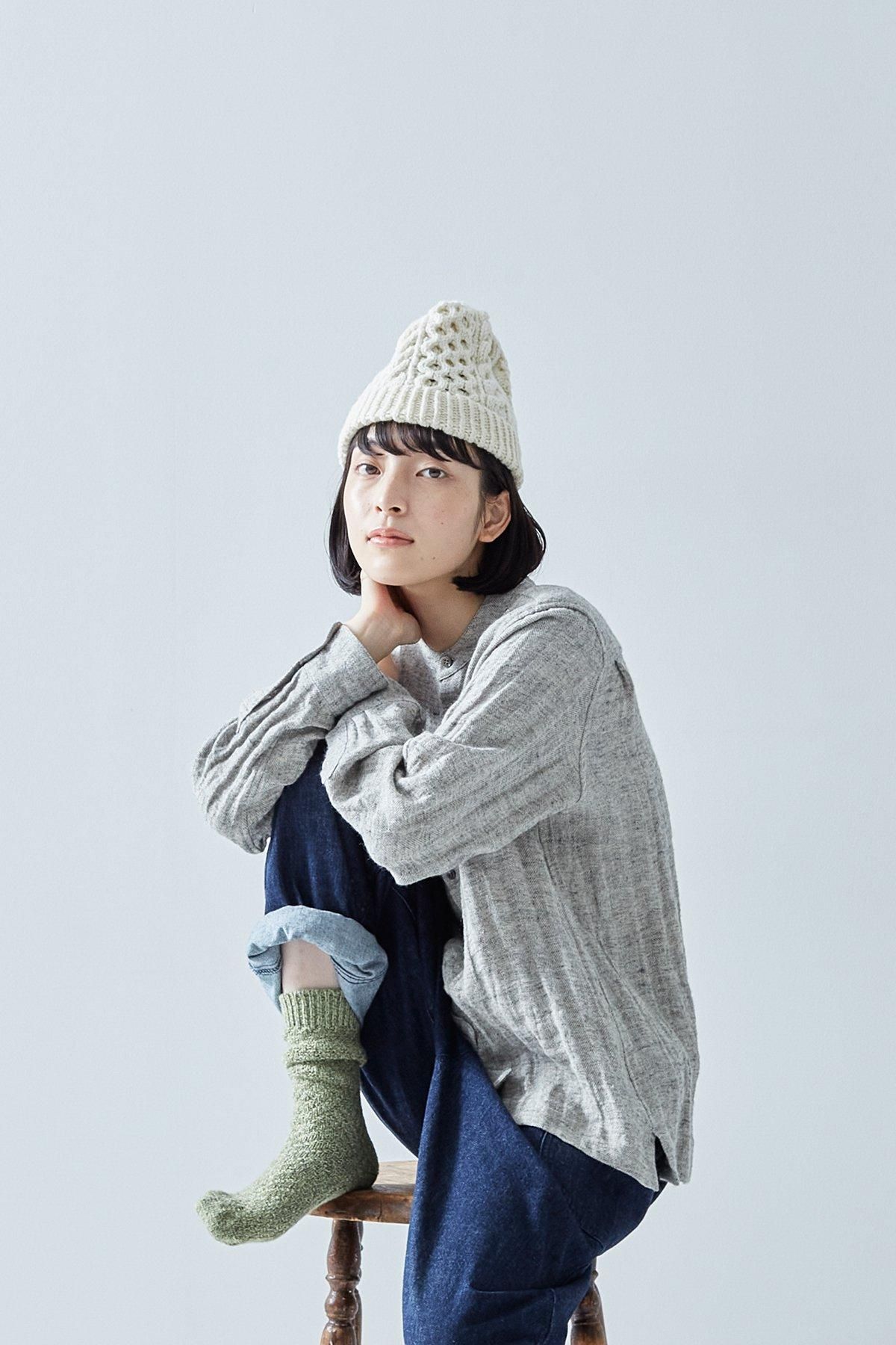 linen tweed band-collar shirt - atelier naruse｜Online store｜the an