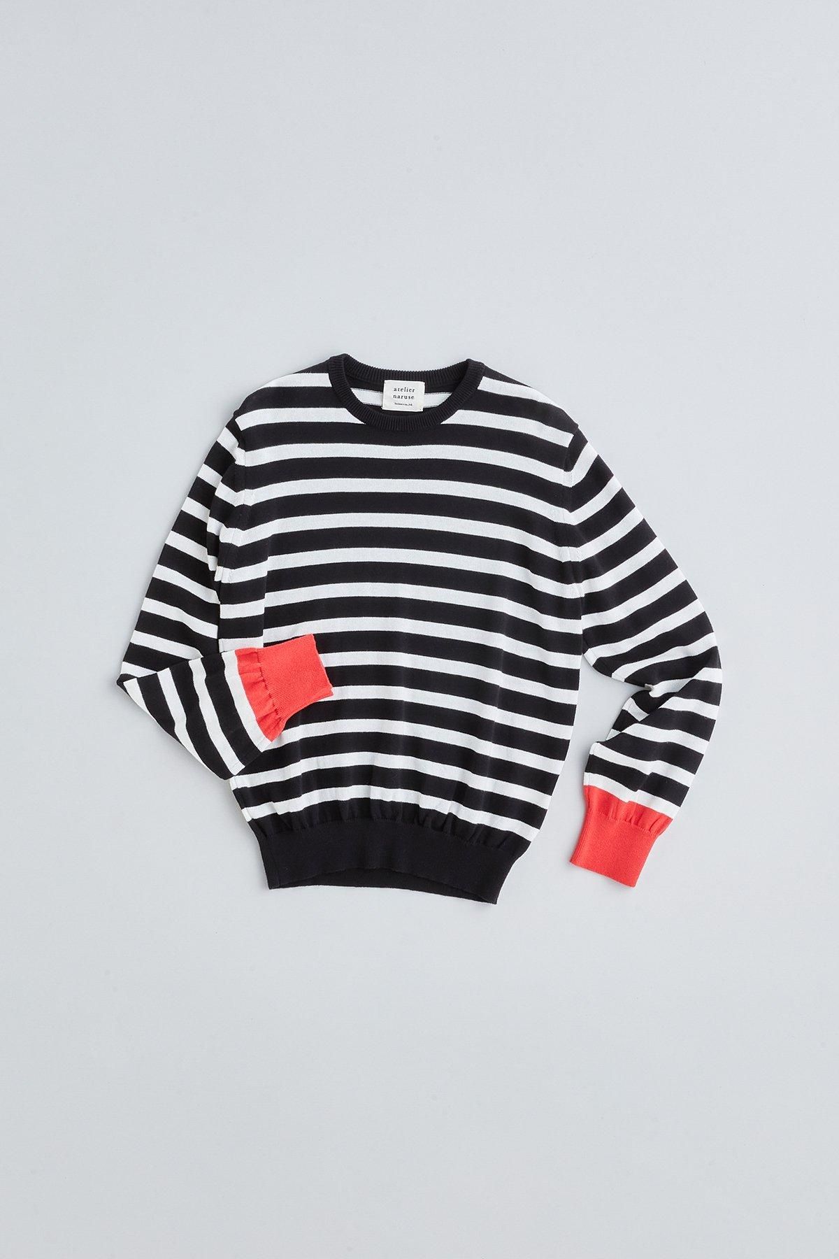 atelier naruse　ボーダーニット　ブラウン cotton wool border knit - atelier naruse｜Online store｜the an