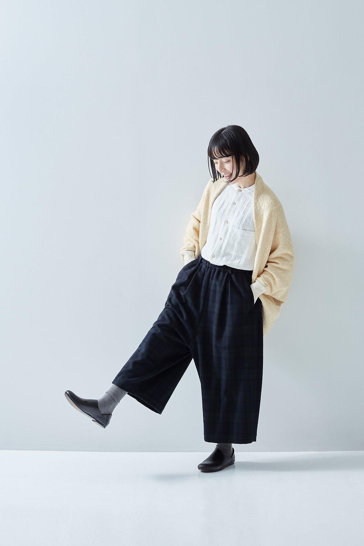 【新品】アトリエナルセ2024AWウールフラノガウチョパンツブラックウォッチ atelier naruse｜ウールフラノガウチョパンツ ブラックウォッチ