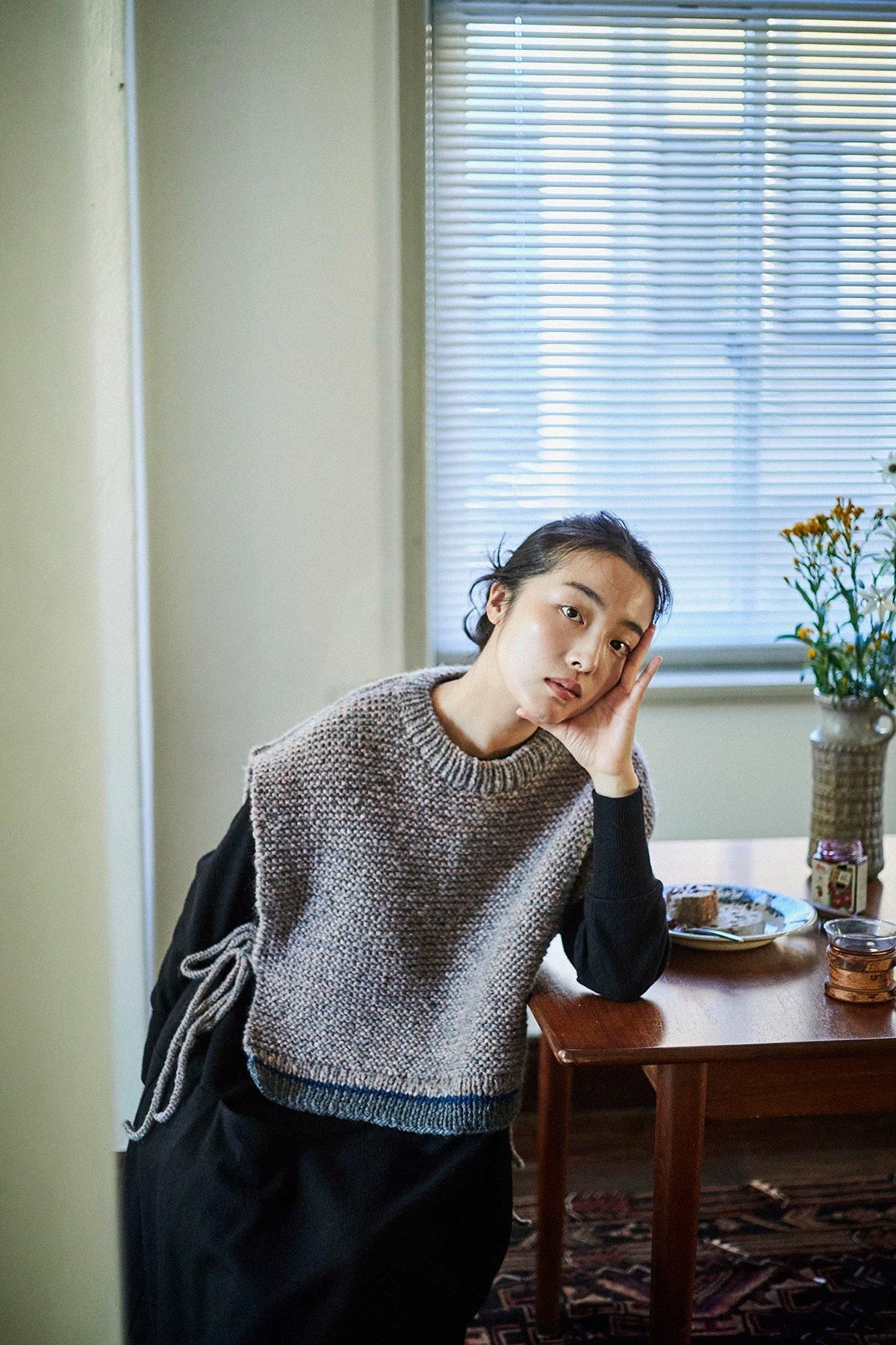 DARUMA × atelier naruse｜GEEK ~mong-mal~ hand knitted vest / pink