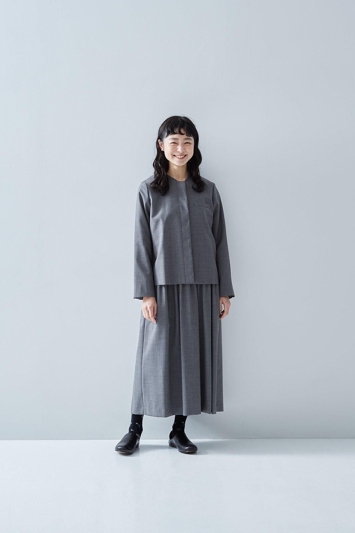 2025｜formal set-up no collar jacket / gray - atelier naruse
